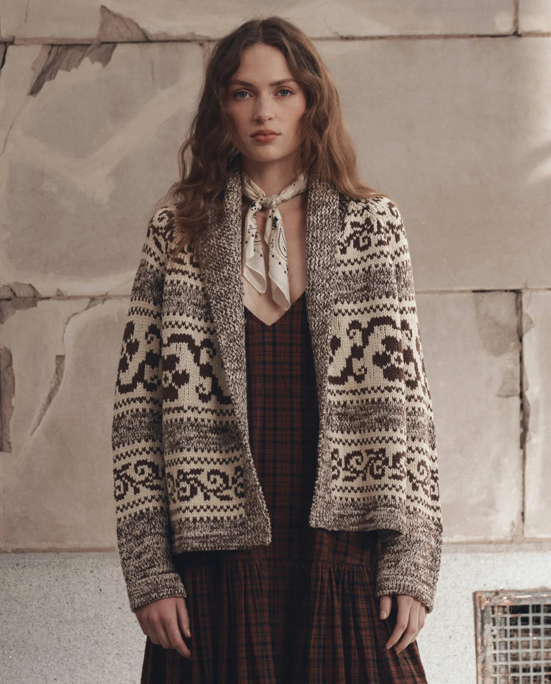 The Nordic Flower Lodge Cardigan - Marled Chestnut