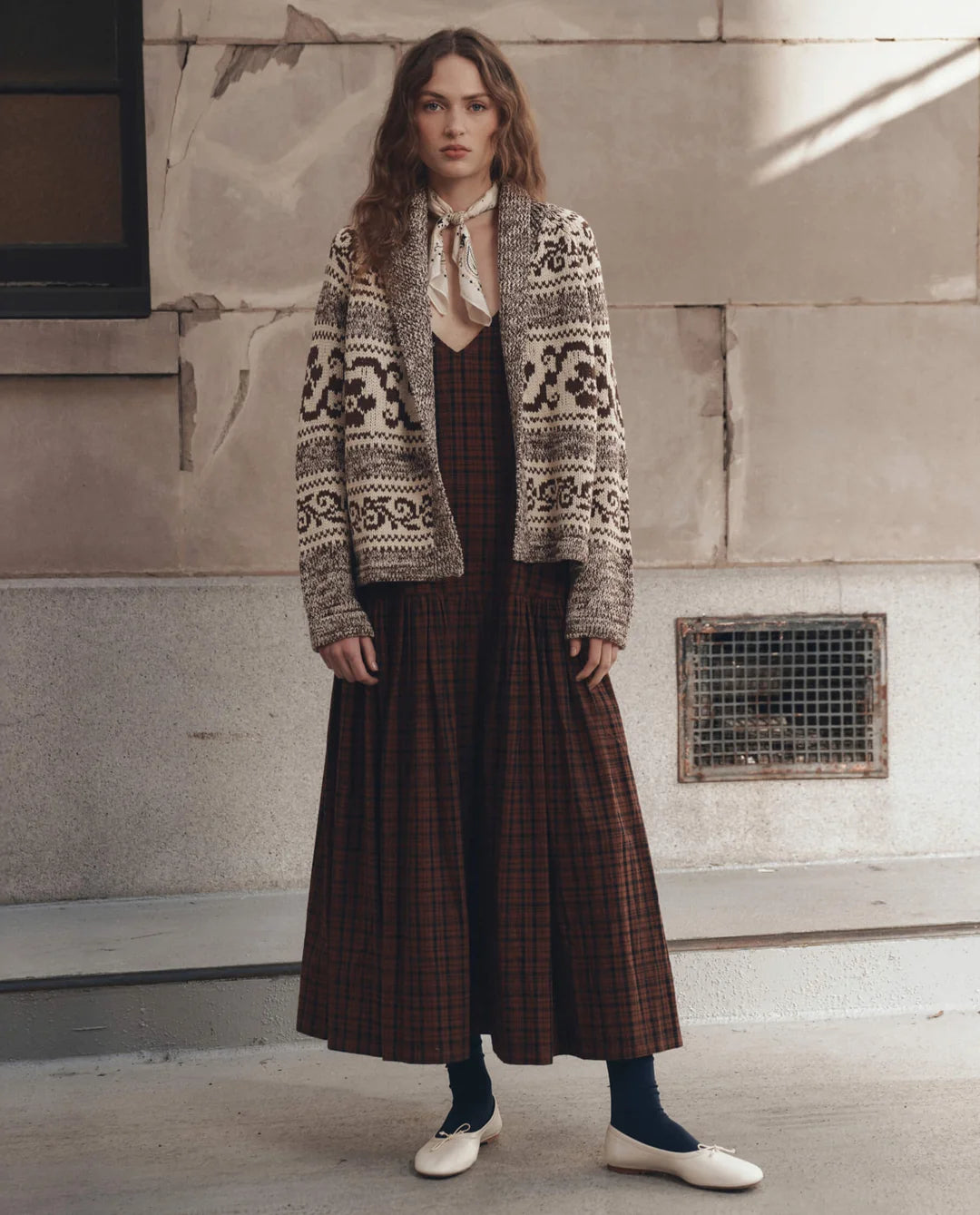 The Nordic Flower Lodge Cardigan - Marled Chestnut