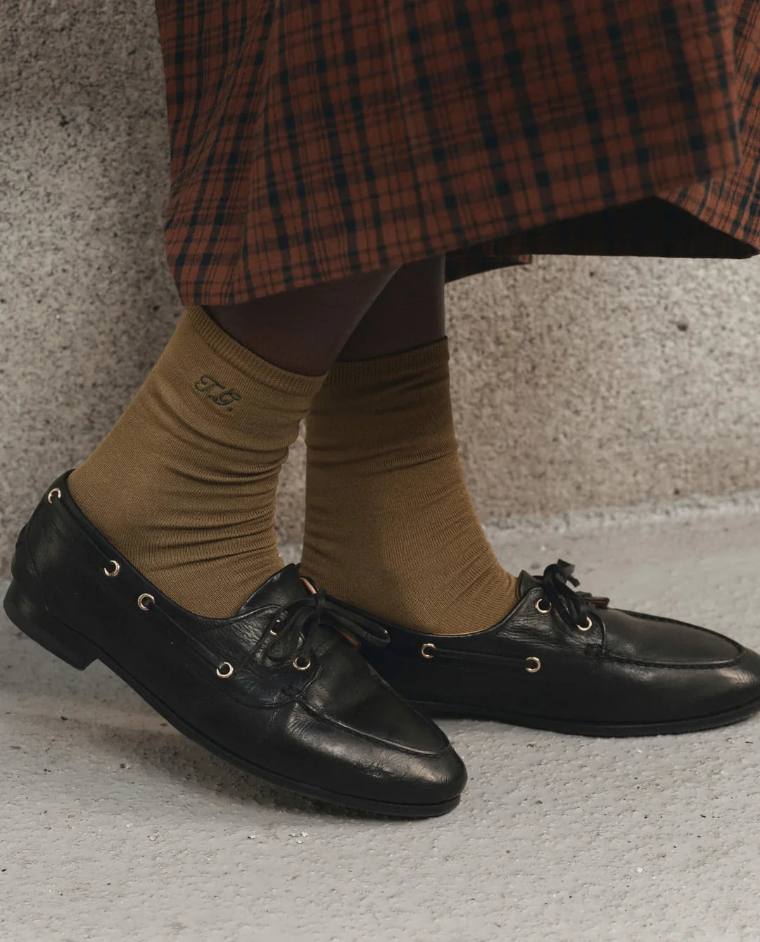 The Monogrammed Trouser Sock - Golden Ochre