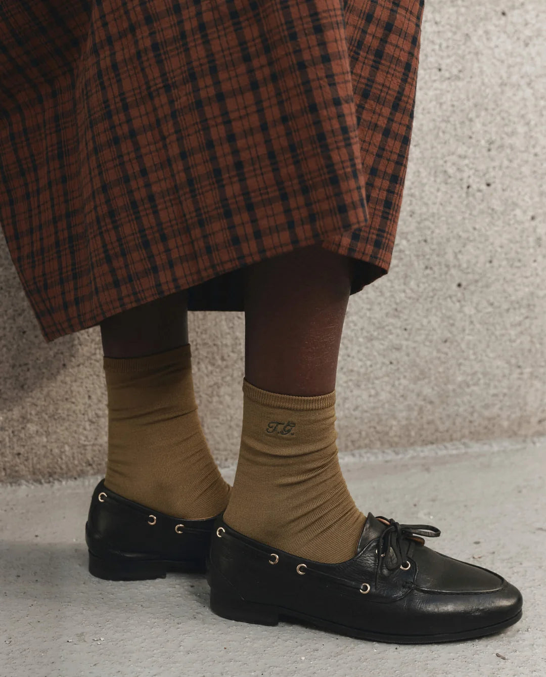 The Monogrammed Trouser Sock - Golden Ochre