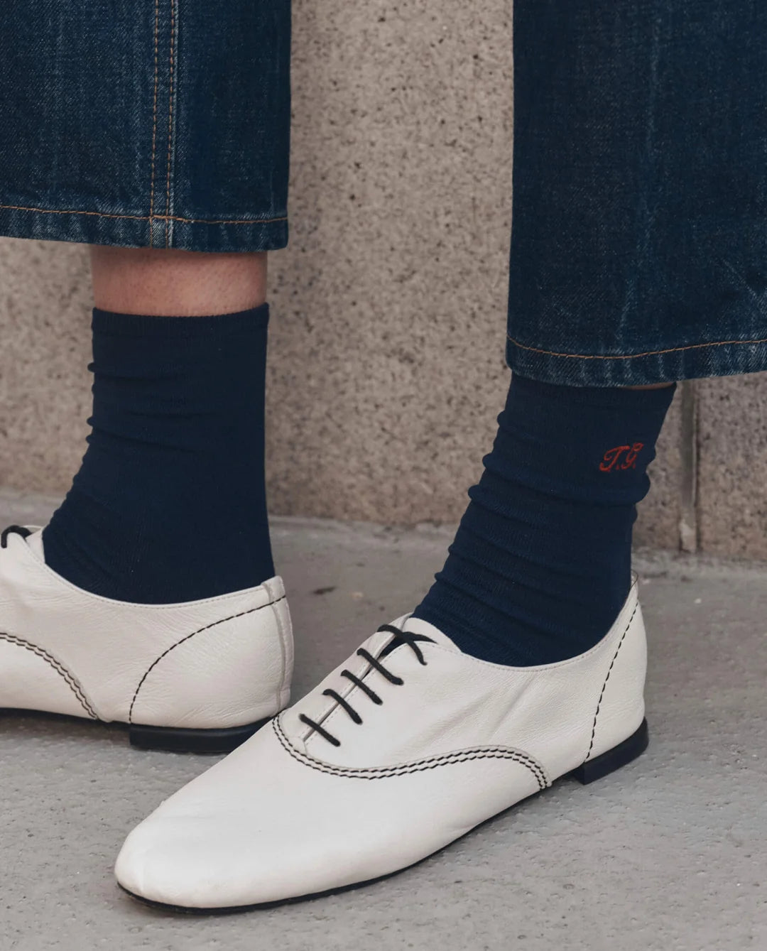 The Monogrammed Trouser Sock - Navy