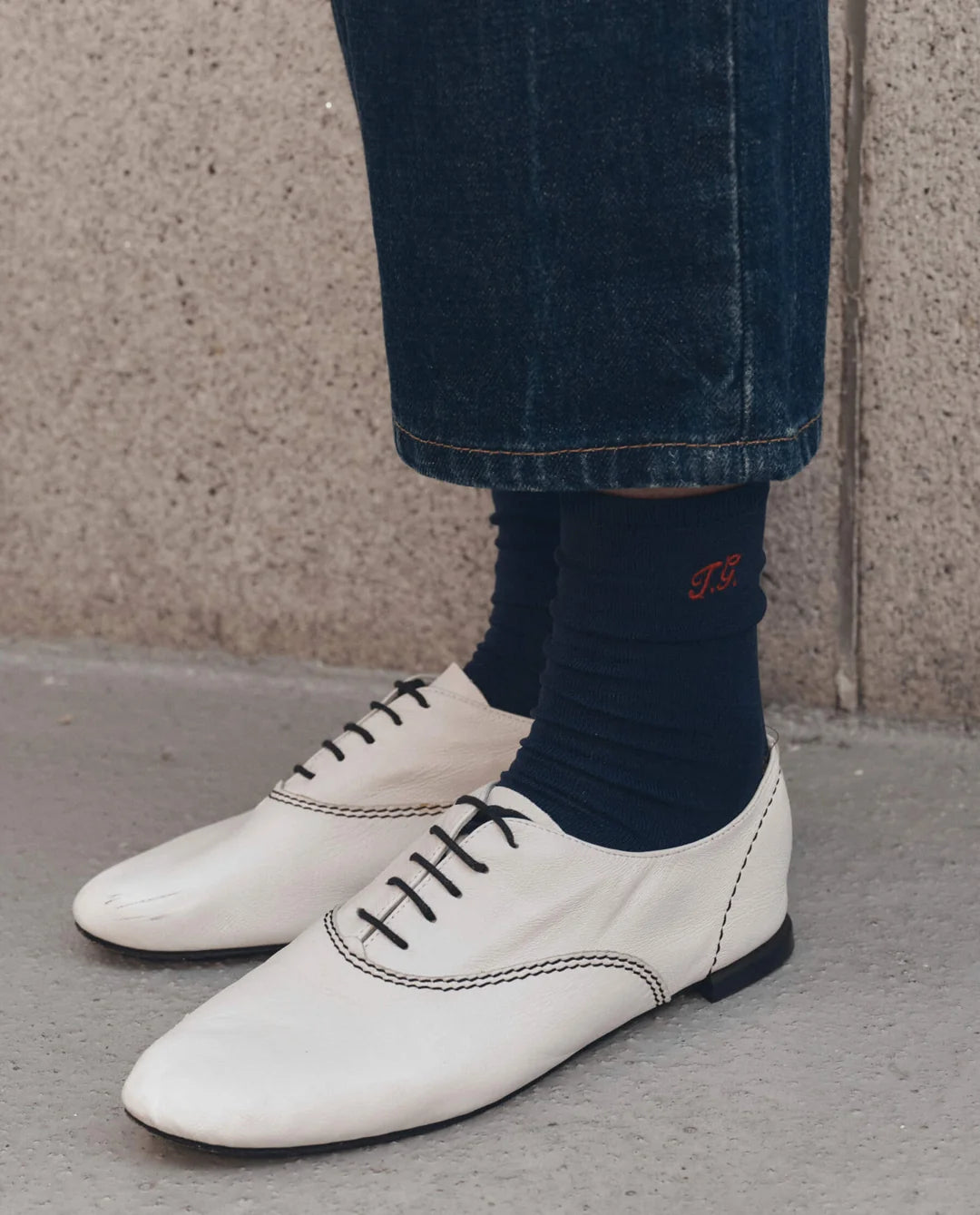 The Monogrammed Trouser Sock - Navy