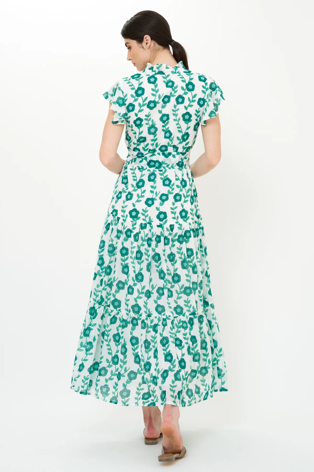 Ruffle Collar Button Maxi - Toscana Green