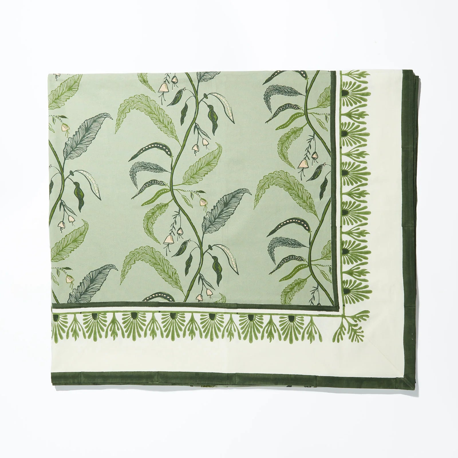 Tuileries Rectangular Tablecloth - Evergreen Green Boarder