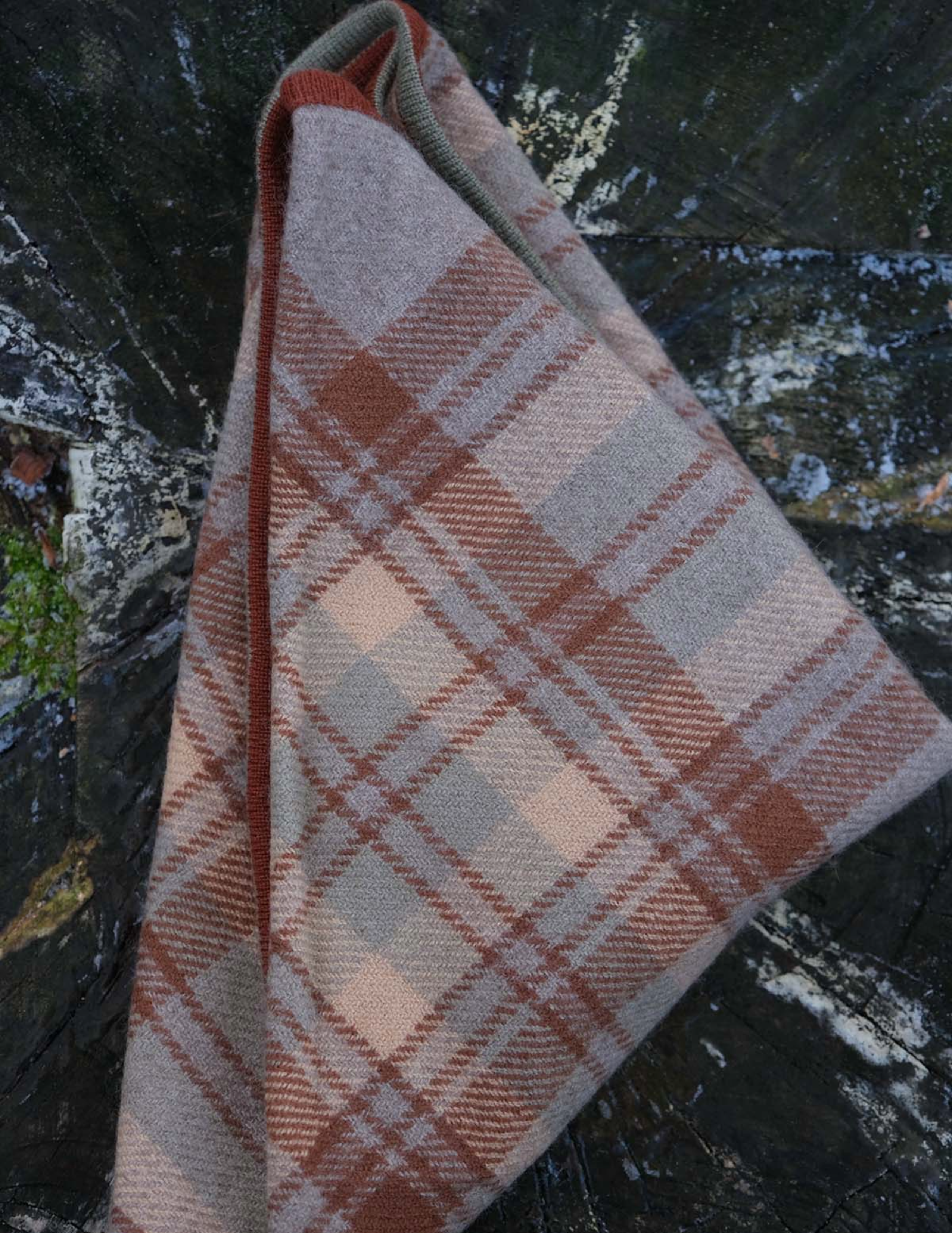 Tipped Triangle Cashmere Scarf - Brown Check