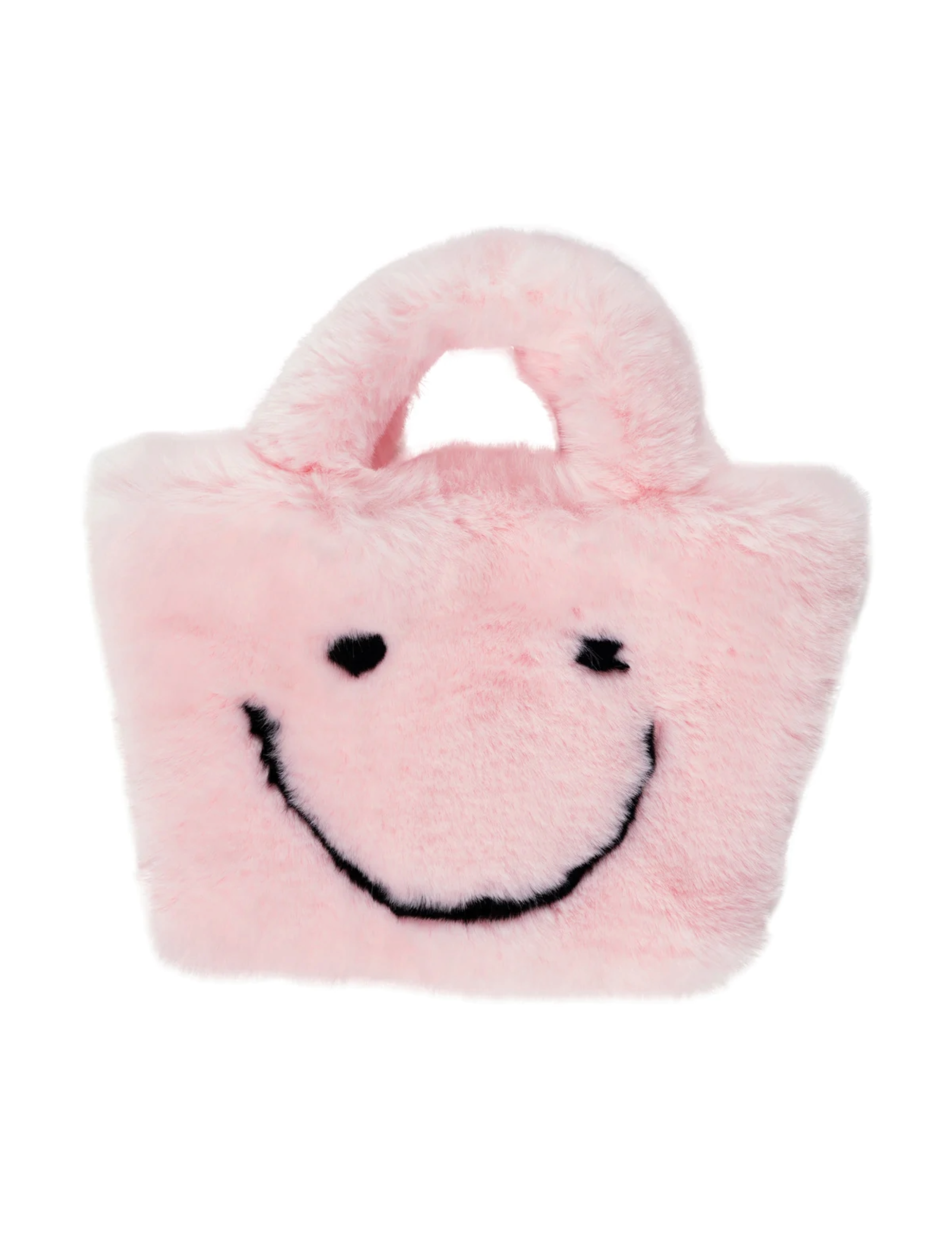 Fuzzy Happy Face Purse - Pink