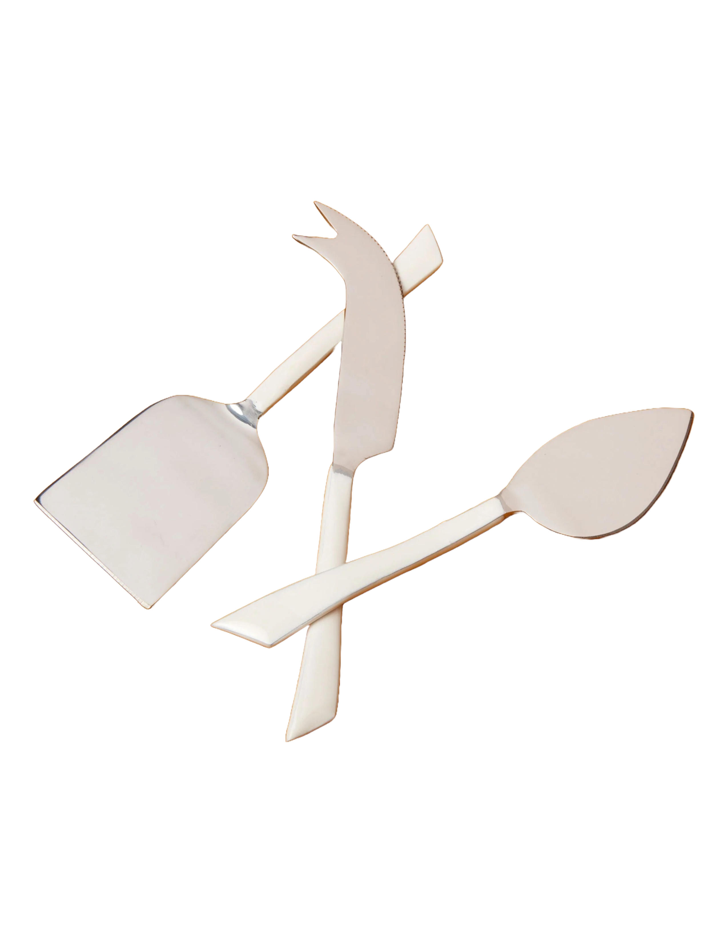 Stainless & White Dipped Enamel Cheese Knife Set of 3