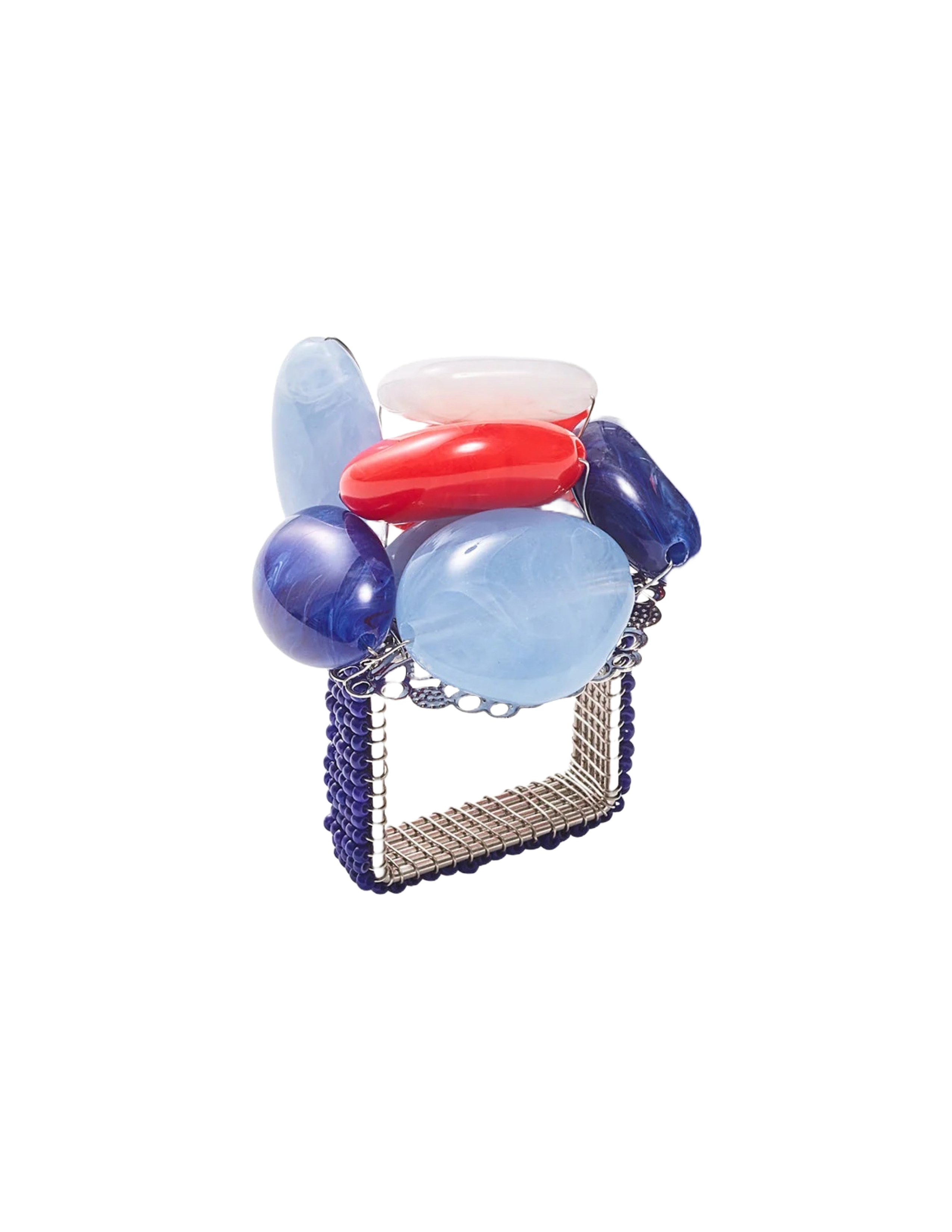 Sea Stone Napkin Ring Set/4 - Red/White/Blue
