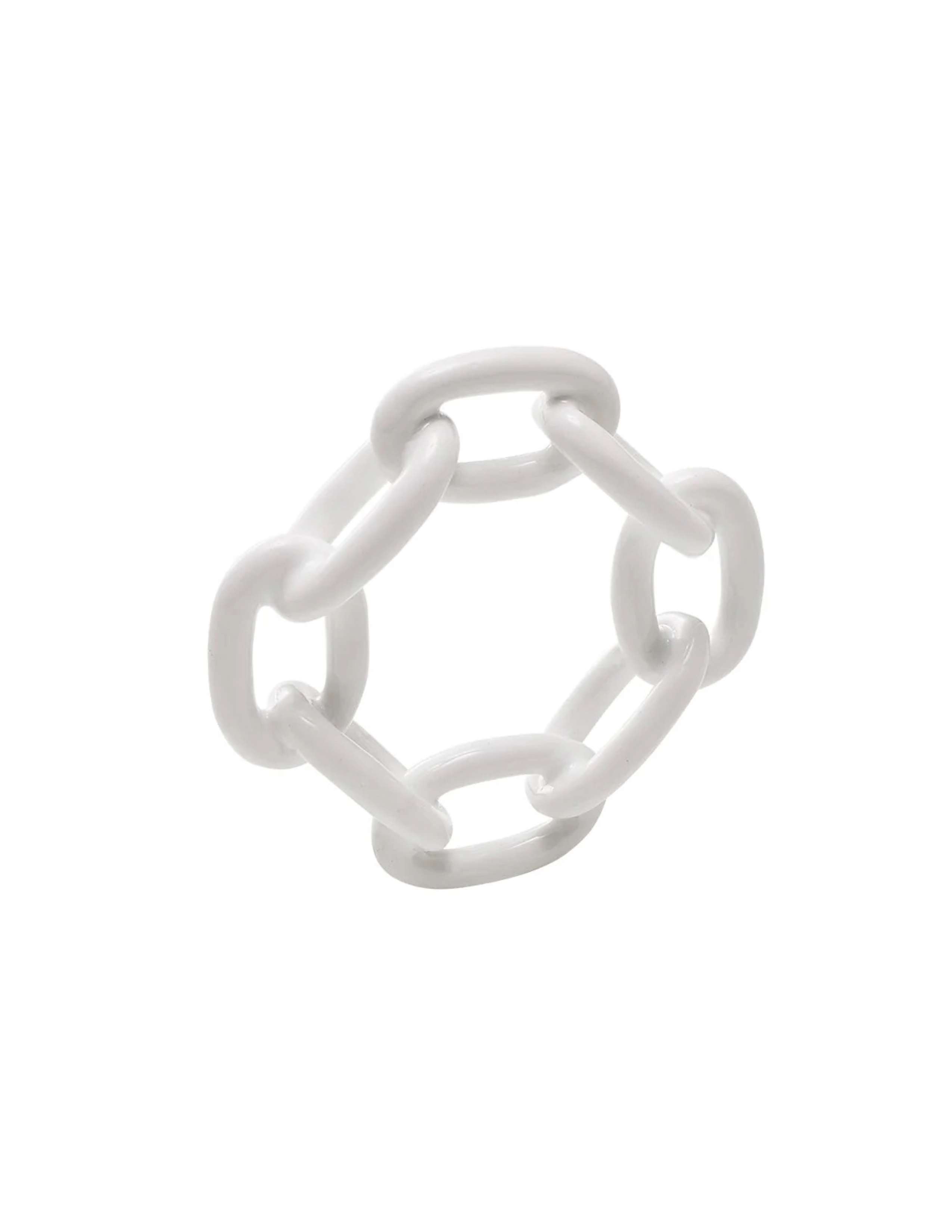 Enamel Chain Link Napkin Ring Set/4 - White
