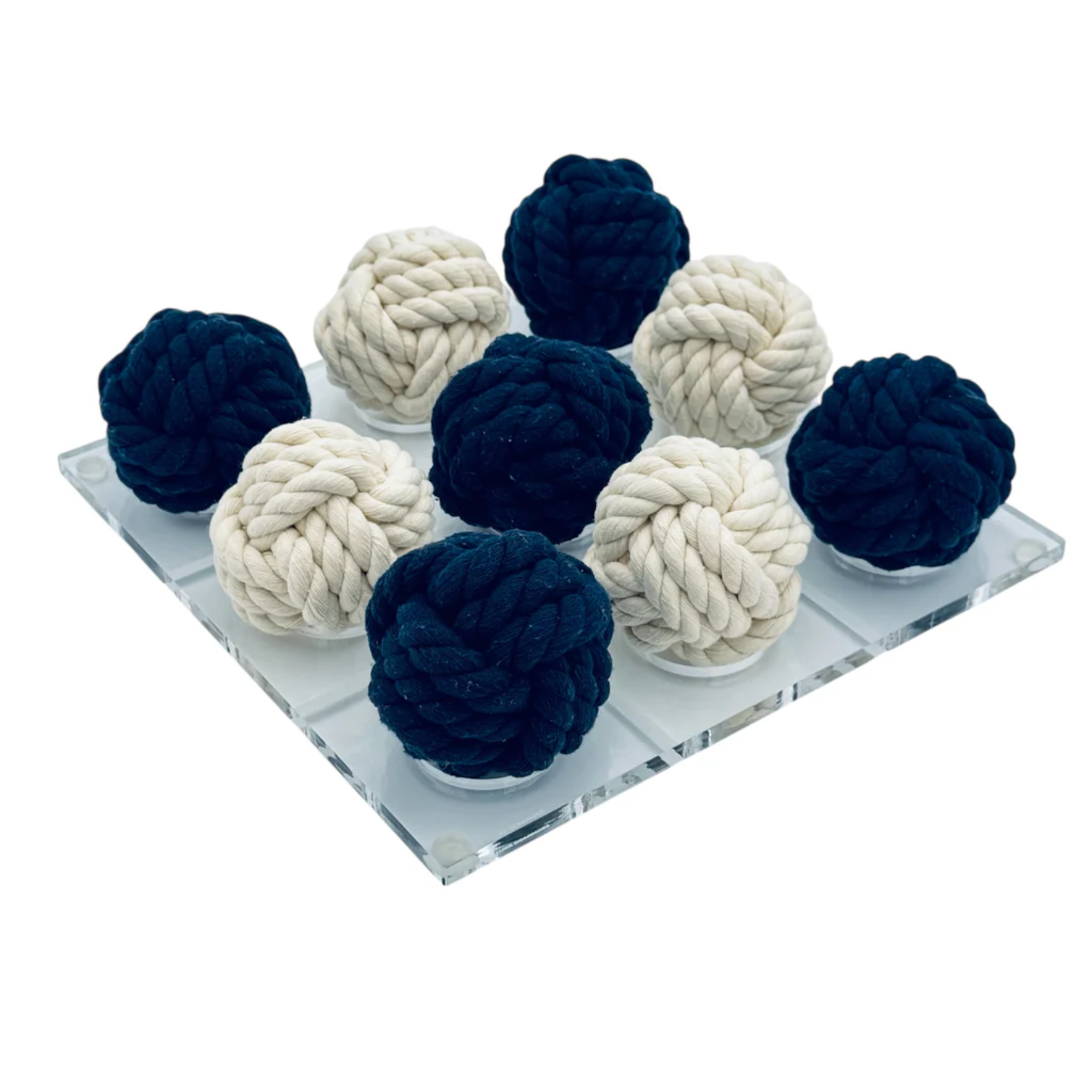 "El Nudo" Monkey Fist Tic Tac Toe Set - Natural/Navy