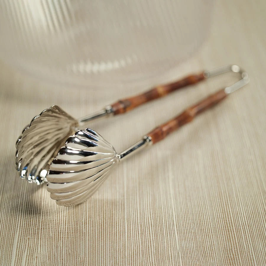 The Colony Bamboo and Nickel Ice Tong