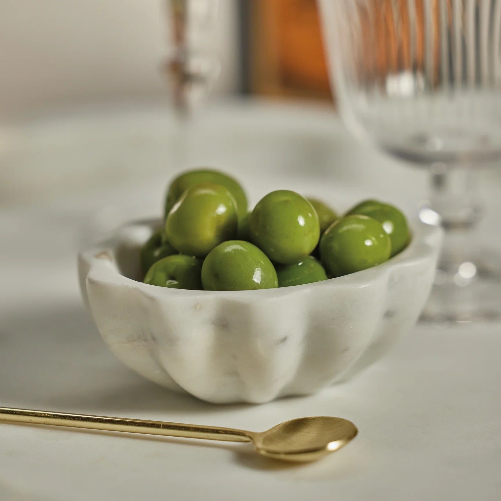 Scalloped Marble Condiment Bowl