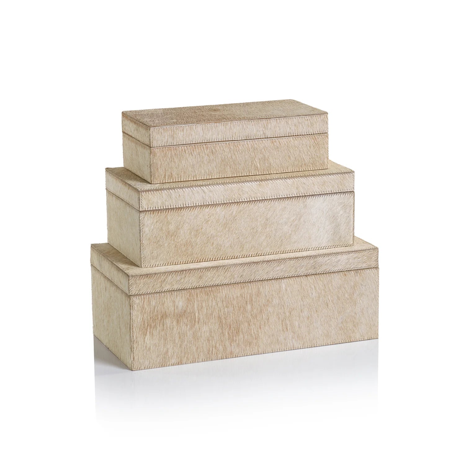 Corviglia Hair On Hide Tan Leather Box - Small