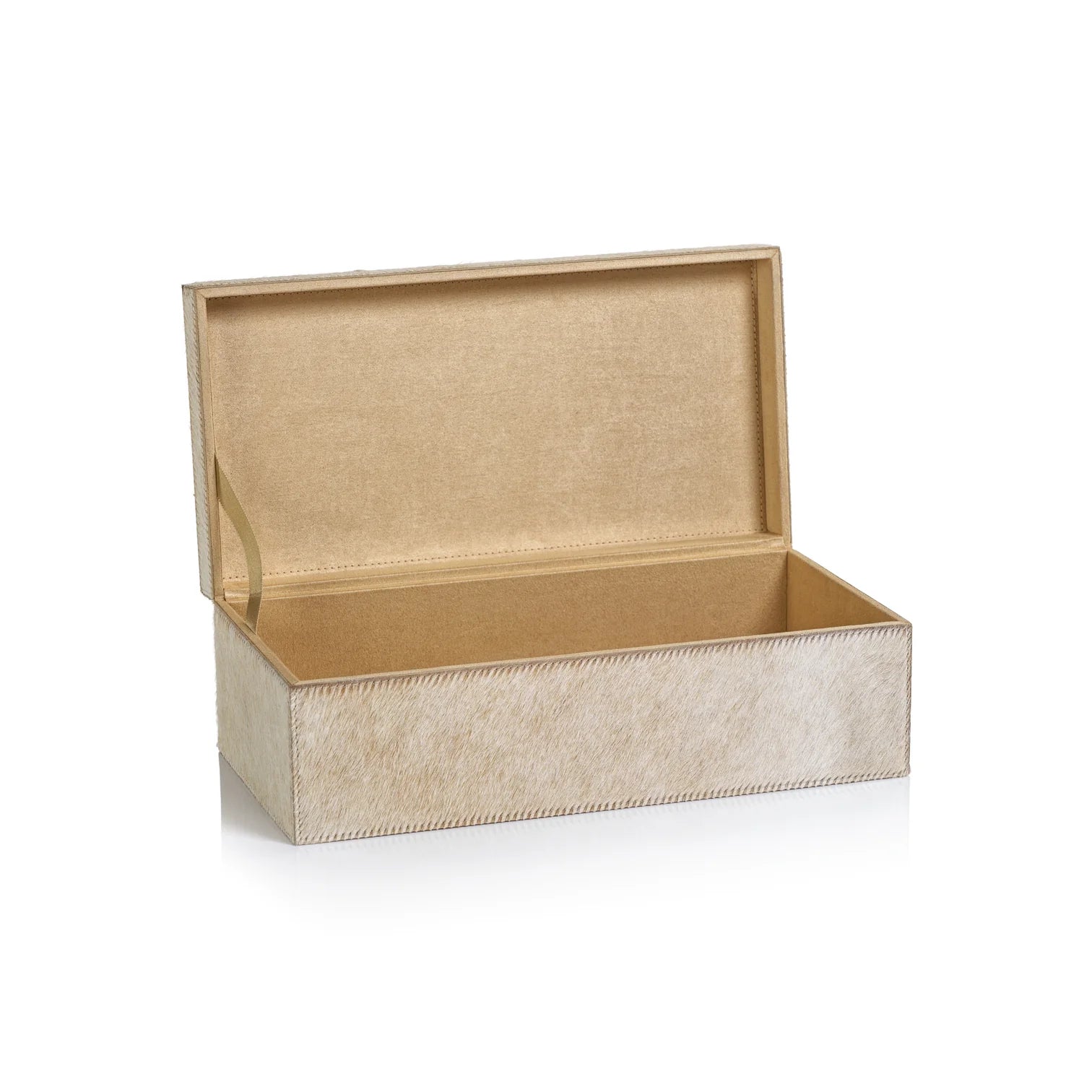 Corviglia Hair On Hide Tan Leather Box - Medium