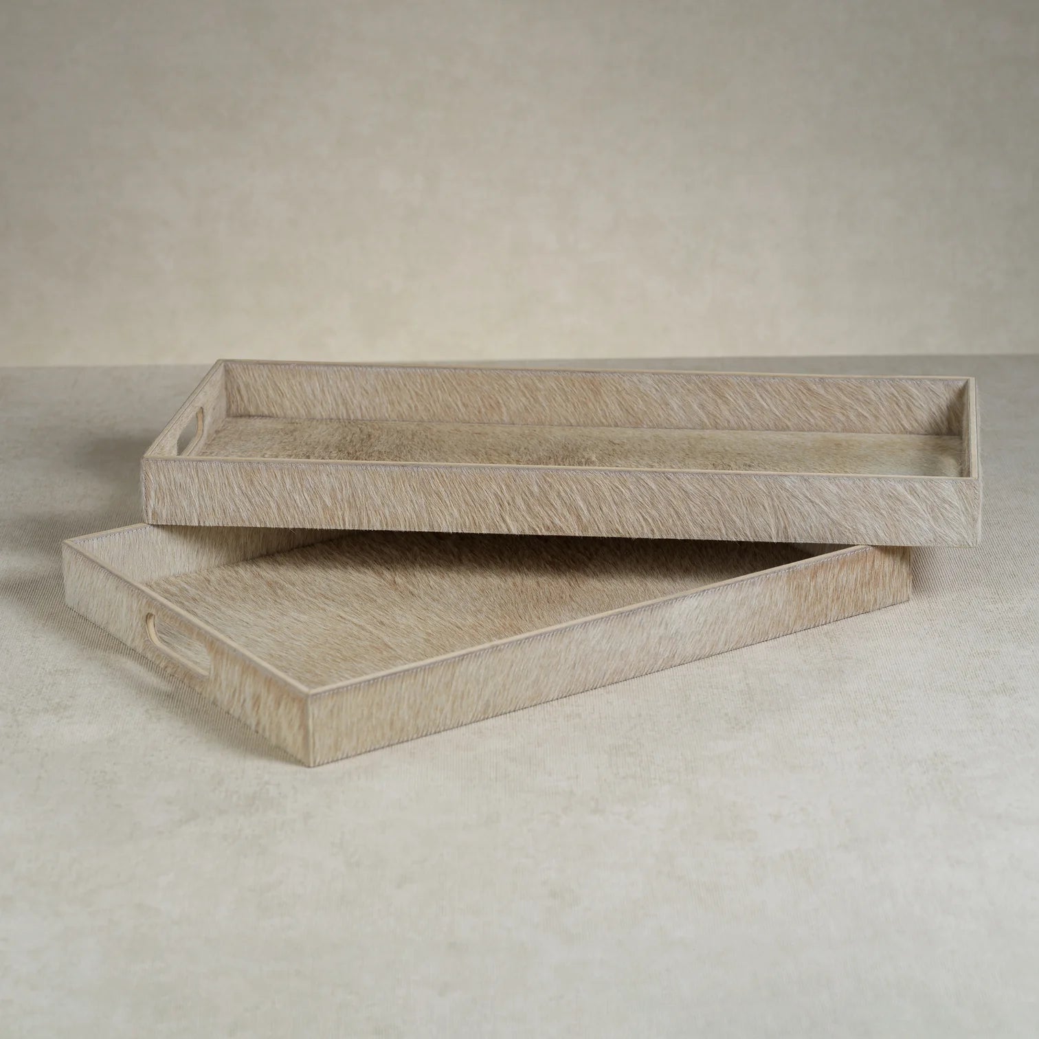 Corviglia Hair On Hide Tan Leather Serving Tray