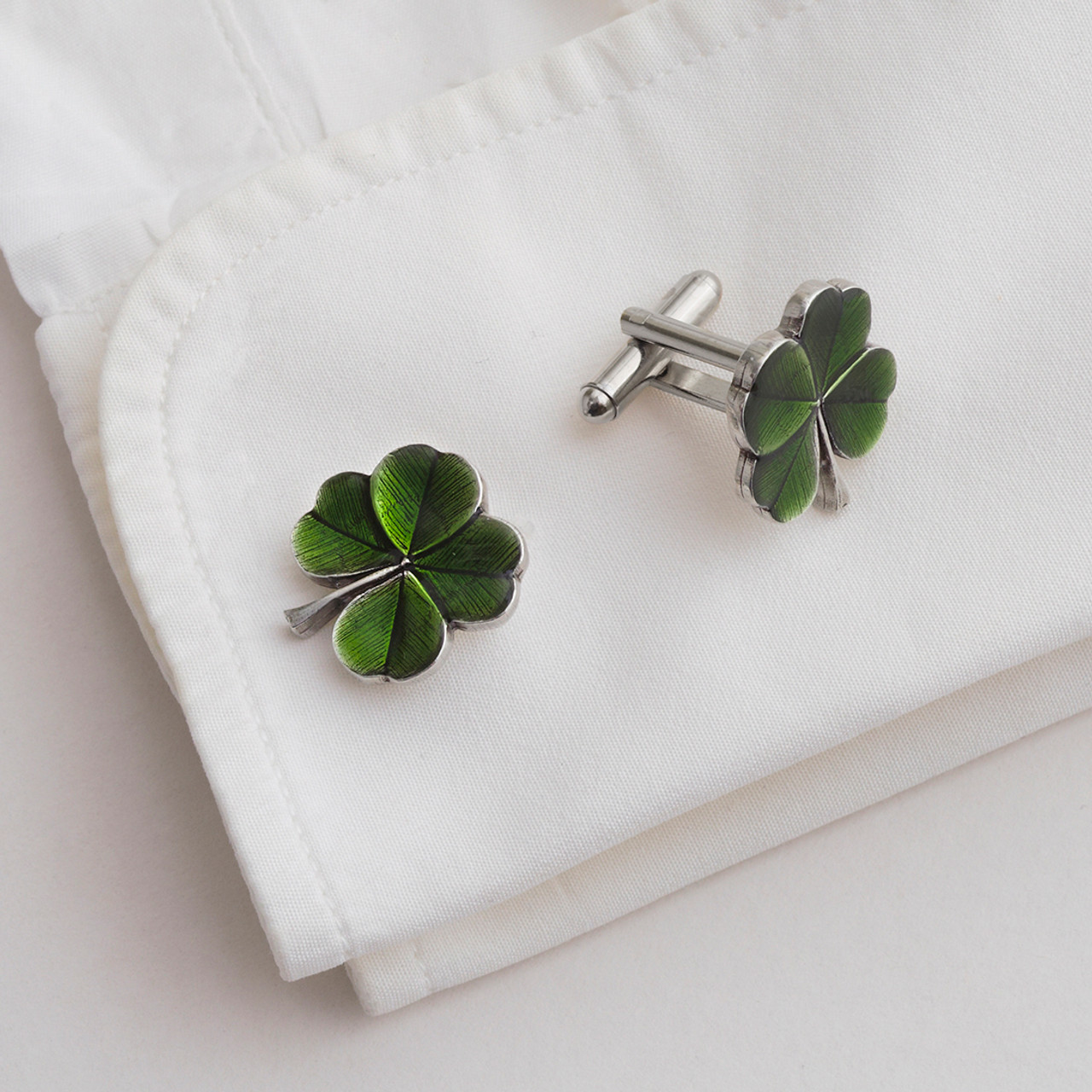 Danforth Pewter | Handcrafted Heirloom Quality Gifts - Clover / Green Cufflinks