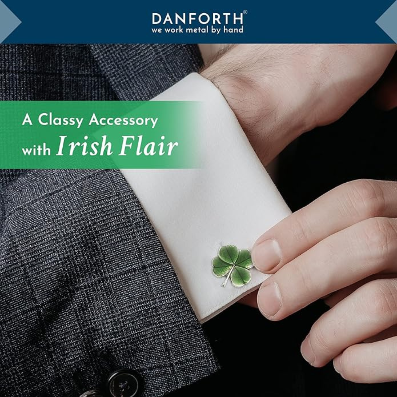 Danforth Pewter | Handcrafted Heirloom Quality Gifts - Clover / Green Cufflinks