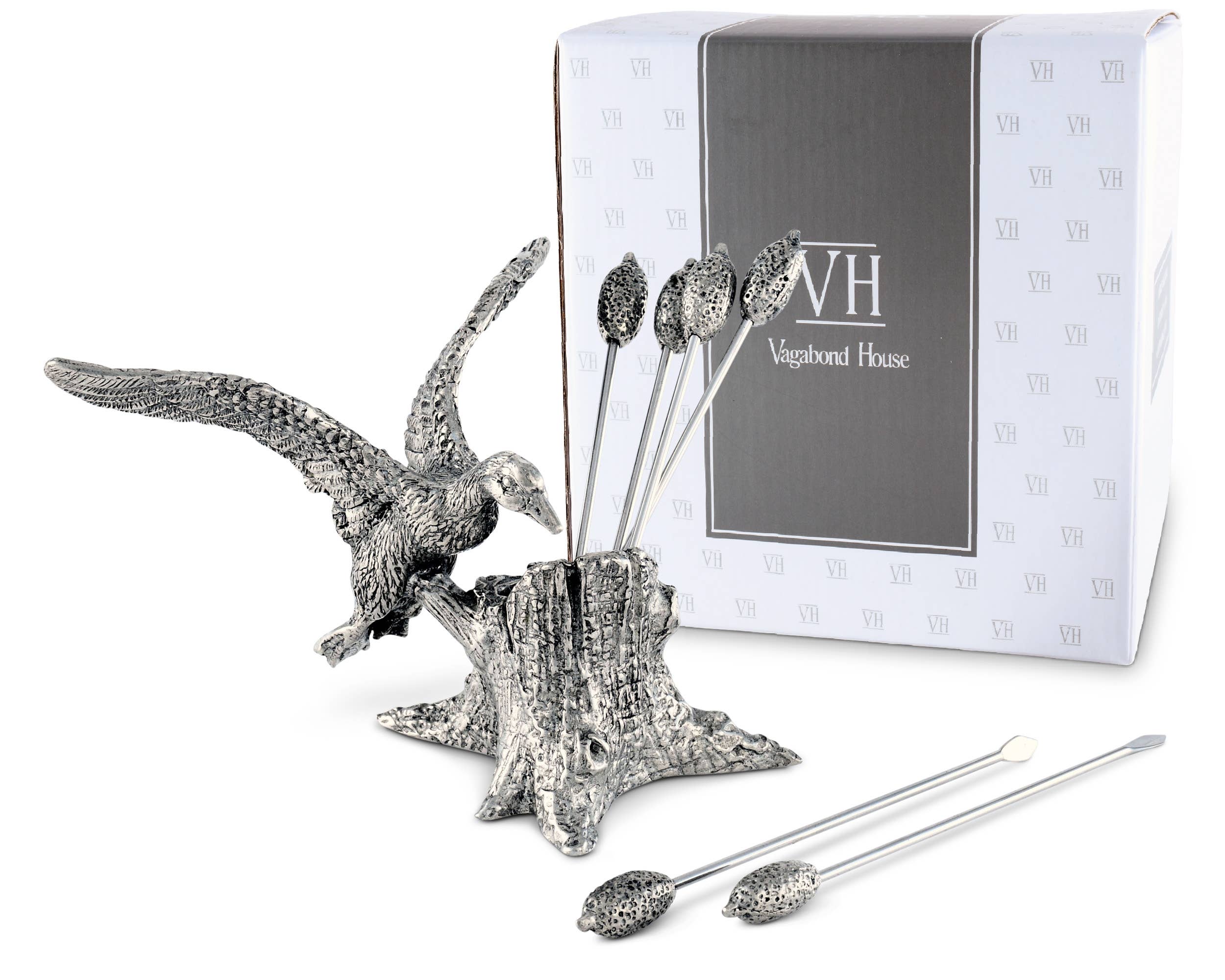 Pewter Cheese Pick Set - Mallard Duck