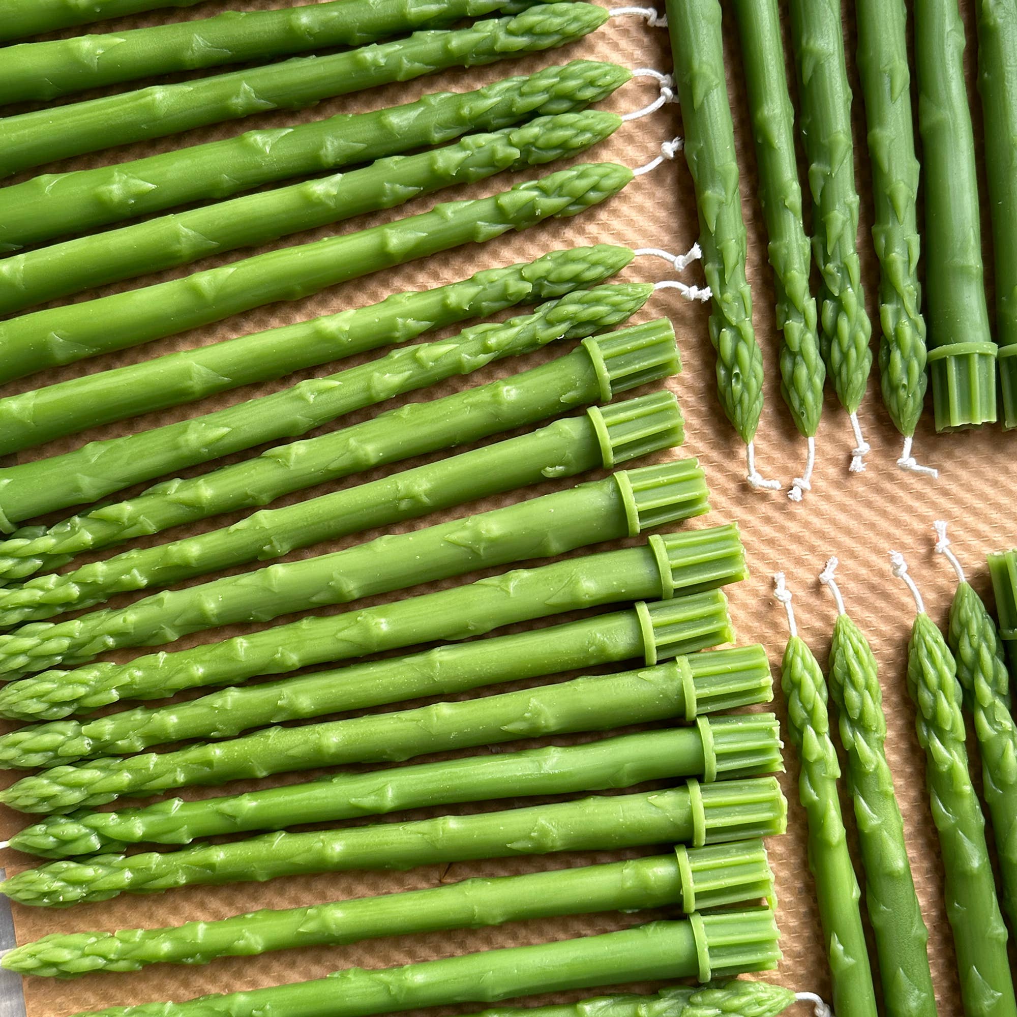 Asparagus Beeswax Taper Candle Pair