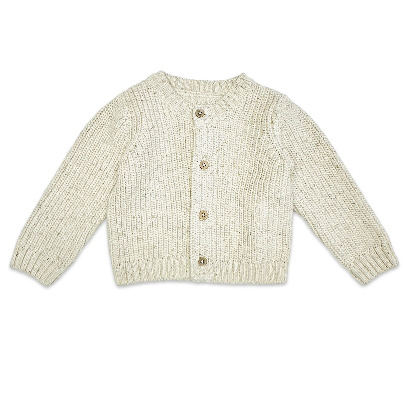 Happy Chunky Knit Slouchy Baby Cardigan - Speckled Linen