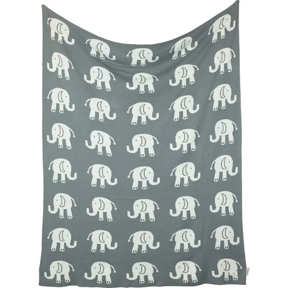 Elephant Love Baby Blanket Set - Natural/Grey