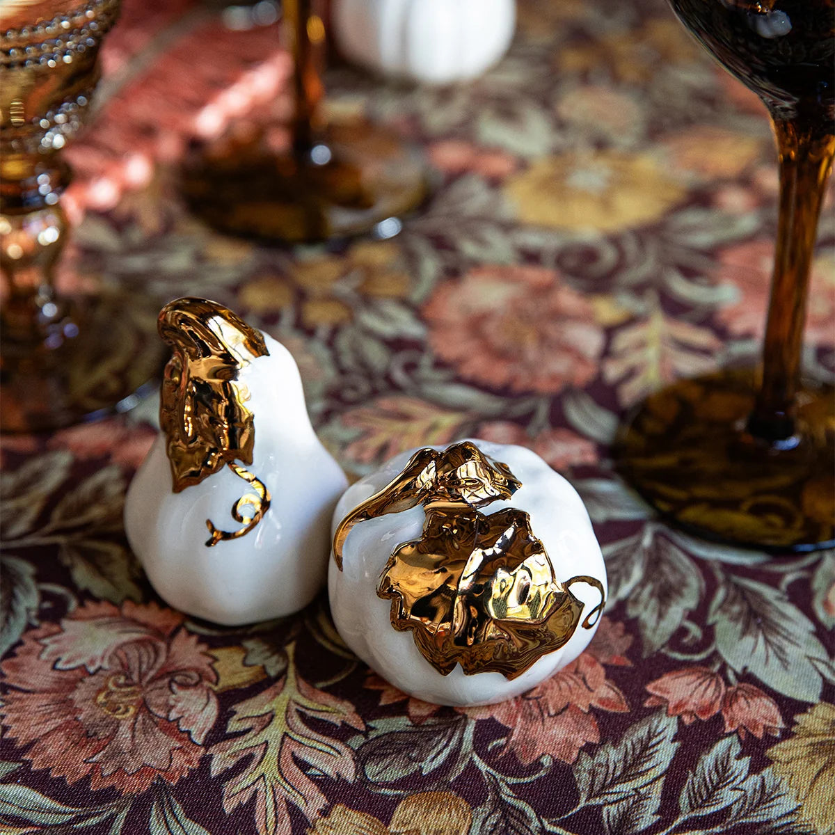 Forest Walk Pumpkin Salt & Pepper Shakers - Gold