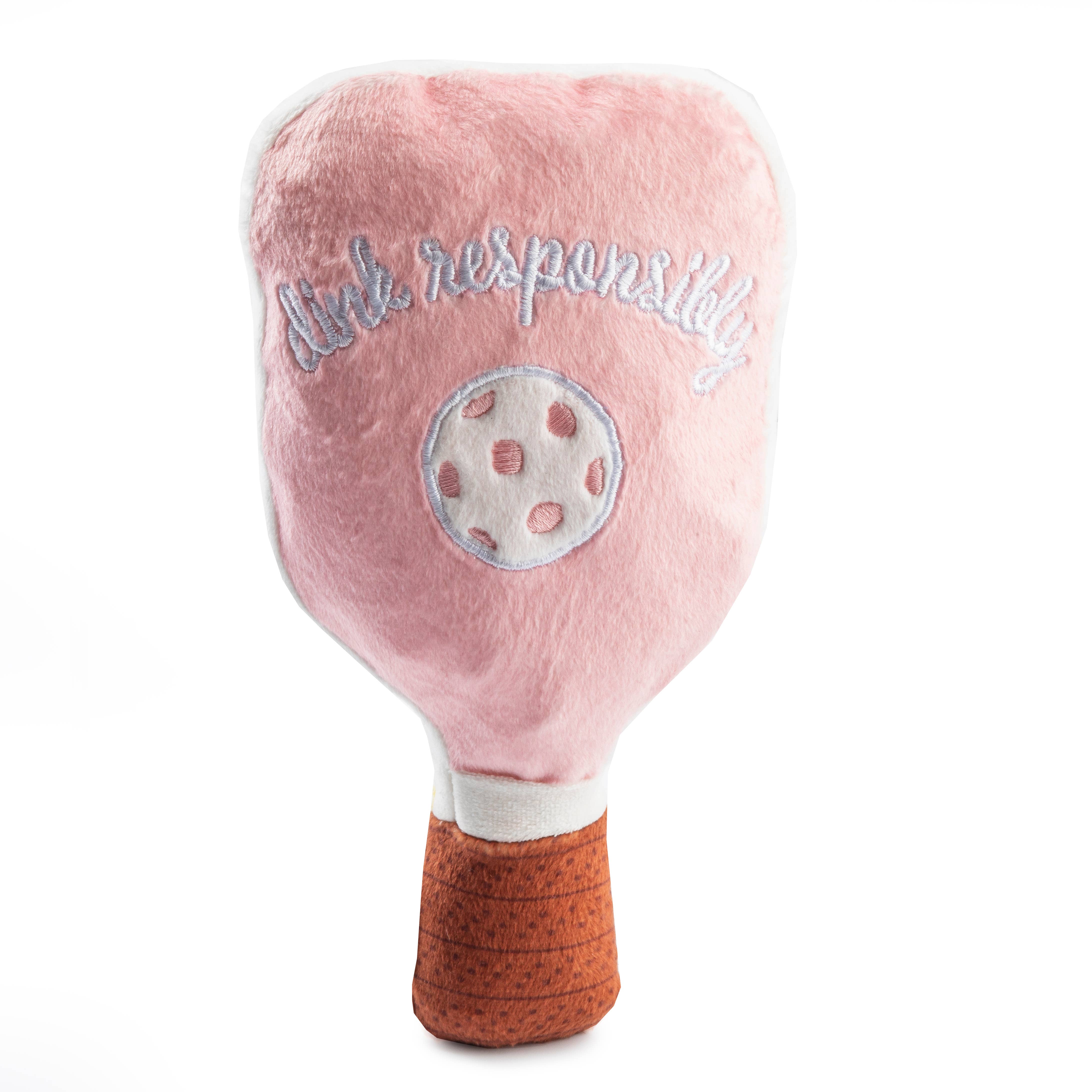 Pink Checker Pickleball Paddle Squeaker Dog Toy