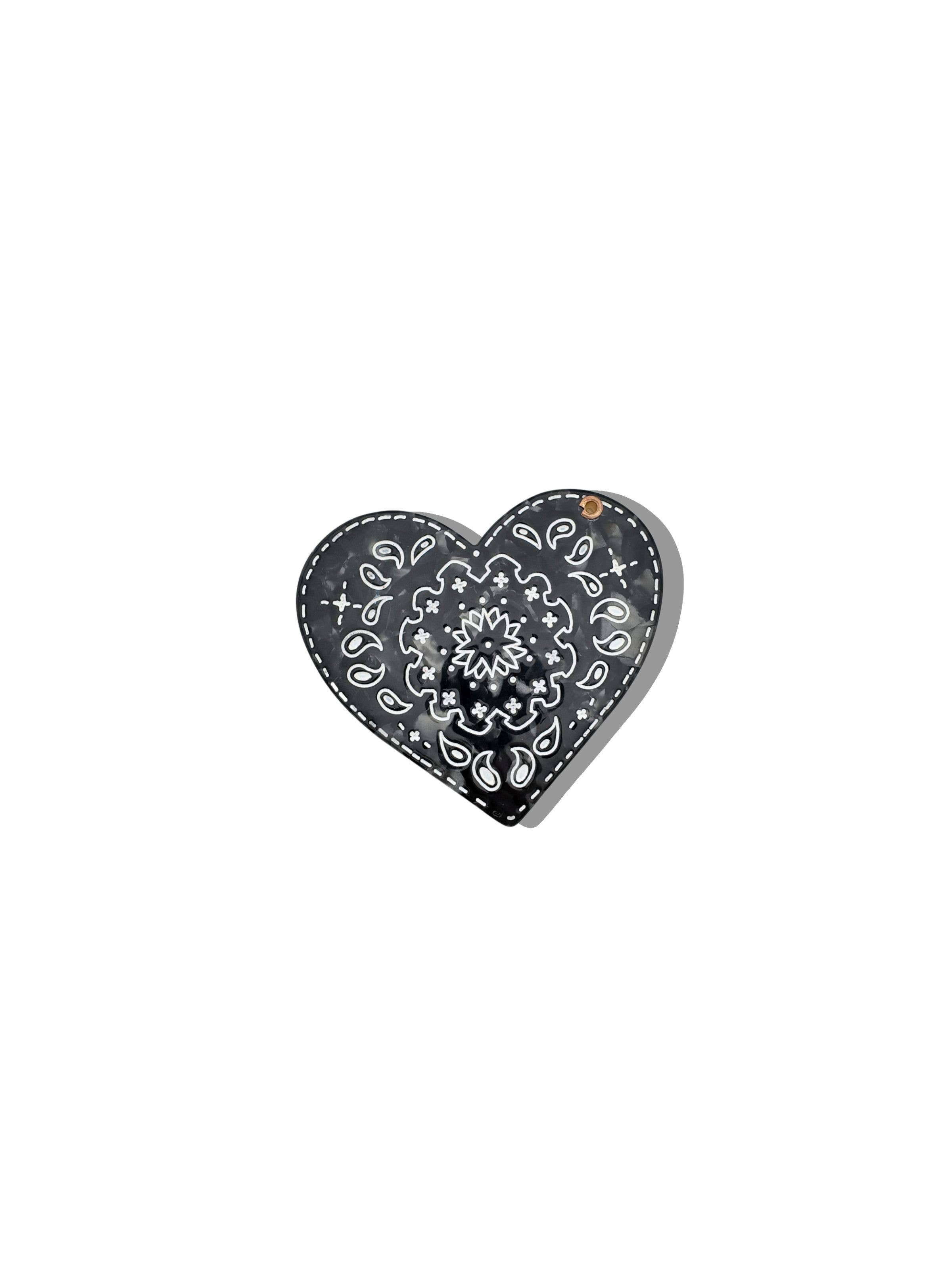 Solar Eclipse - Hand-painted Paisley Heart Compact Mirror