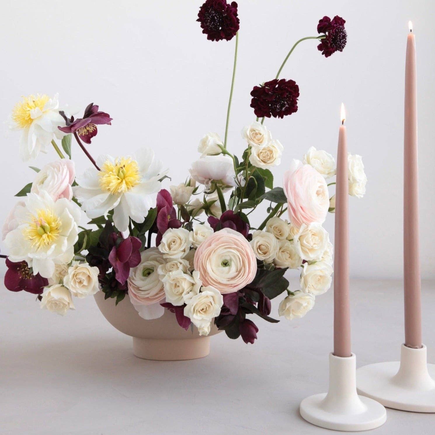 The Floral Society - 18" Original Dipped Taper Candles: Peat