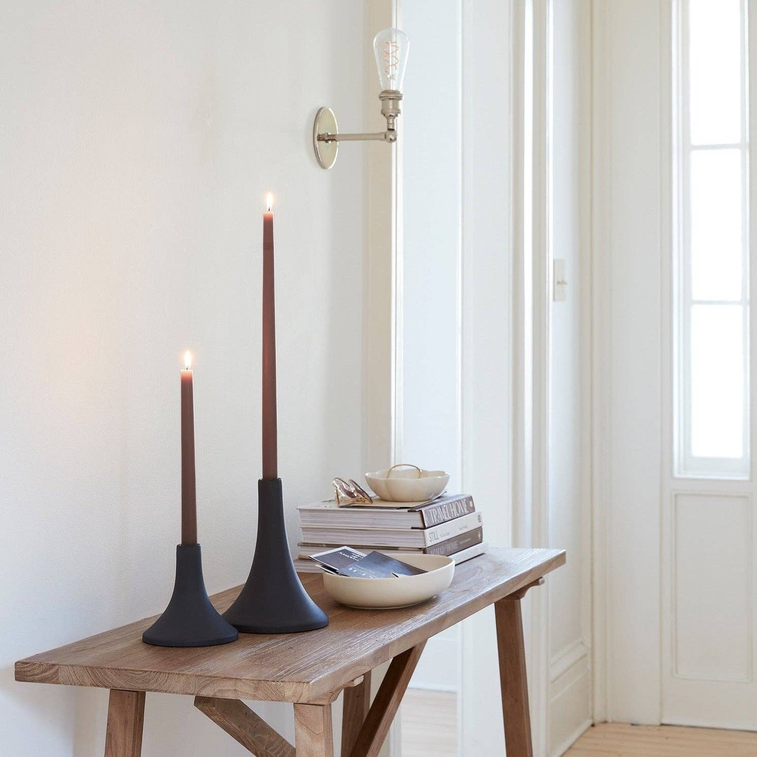 The Floral Society - 12" Original Dipped Taper Candles: Greige