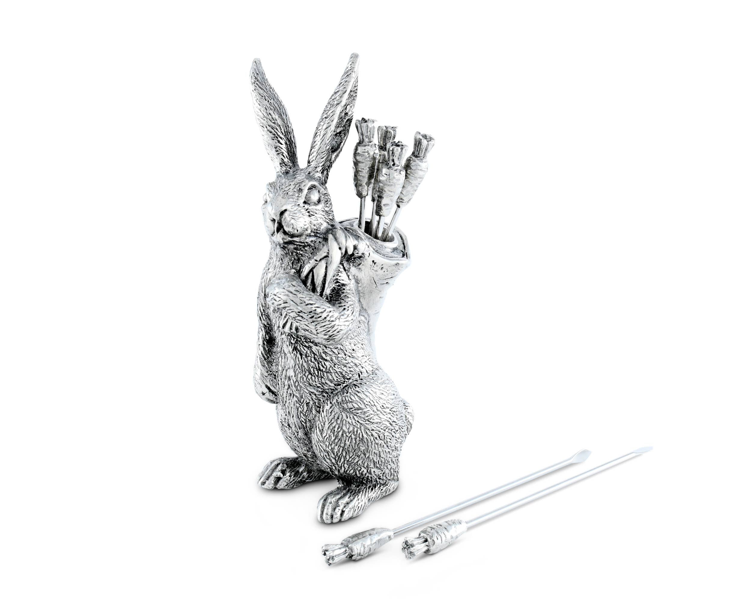 Pewter Cheese Pick Set - Rabbit with Carrot