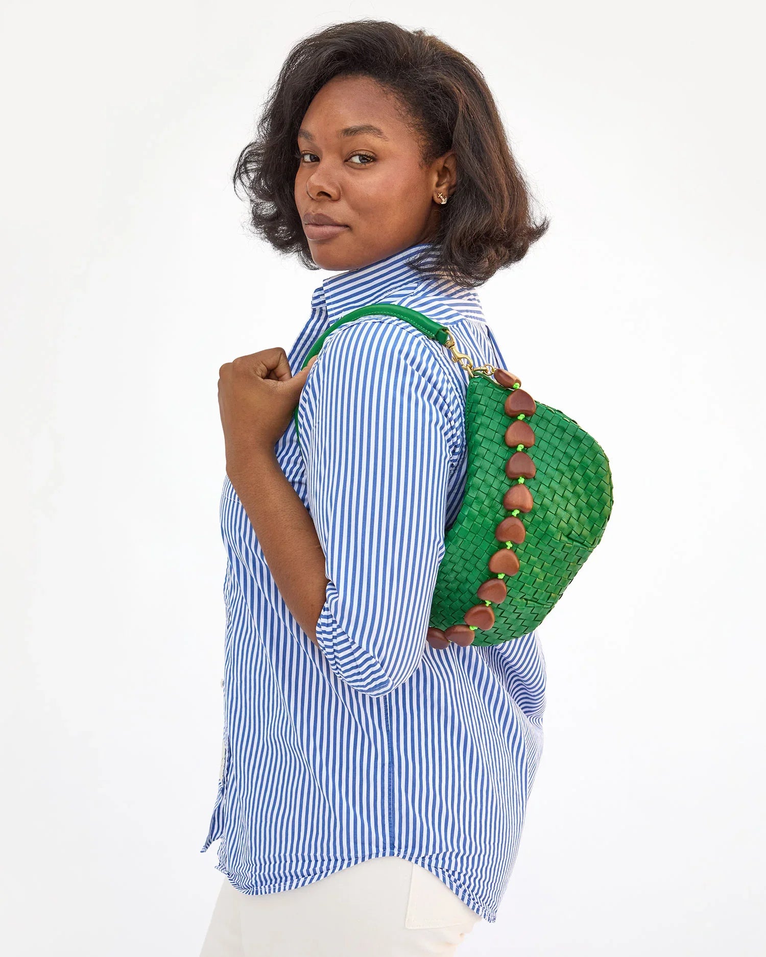 Petit Moyen Messenger- Leather & Suede Woven Checker