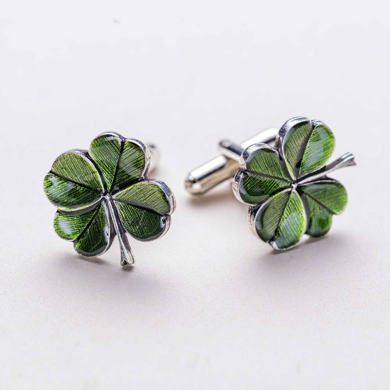 Danforth Pewter | Handcrafted Heirloom Quality Gifts - Clover / Green Cufflinks