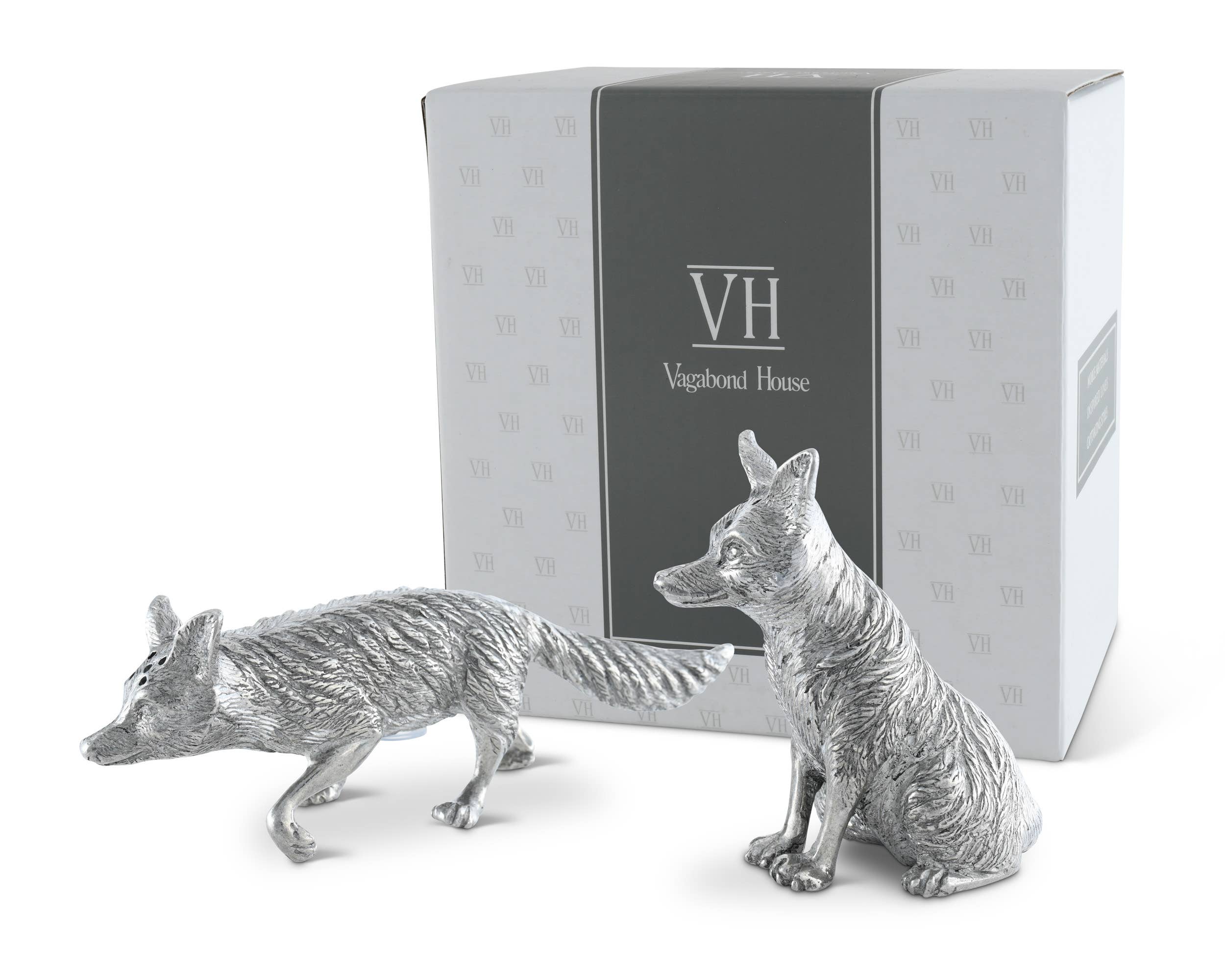 Pewter Salt & Pepper Set - Foxes