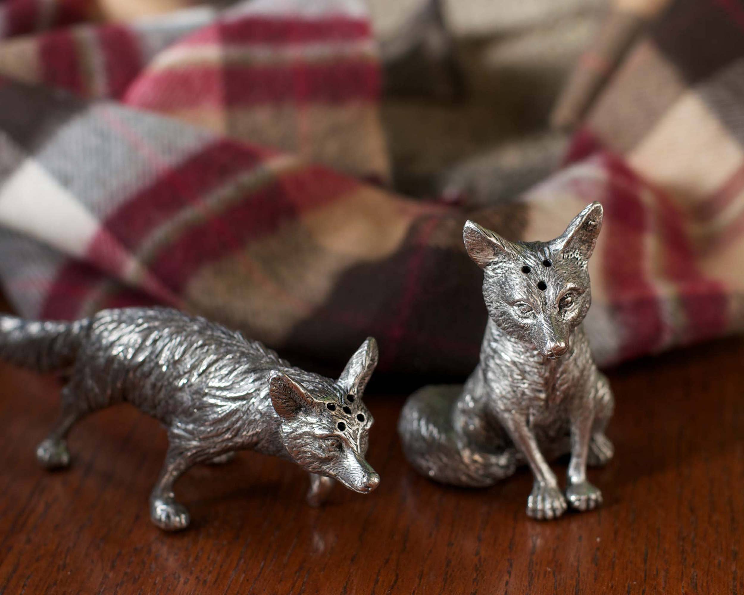 Pewter Salt & Pepper Set - Foxes