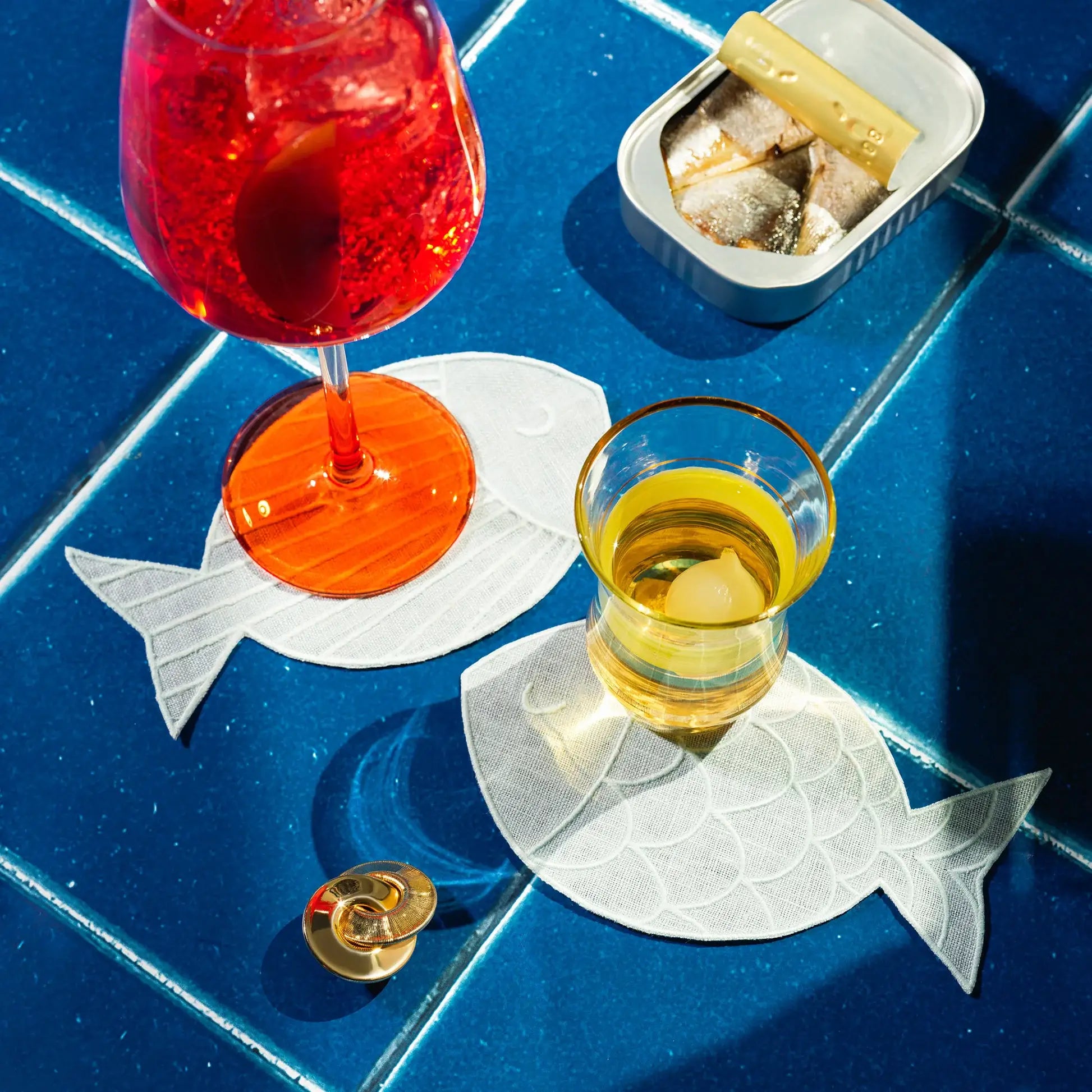 Piecework - Sardine Cocktail Napkins - Set of 4