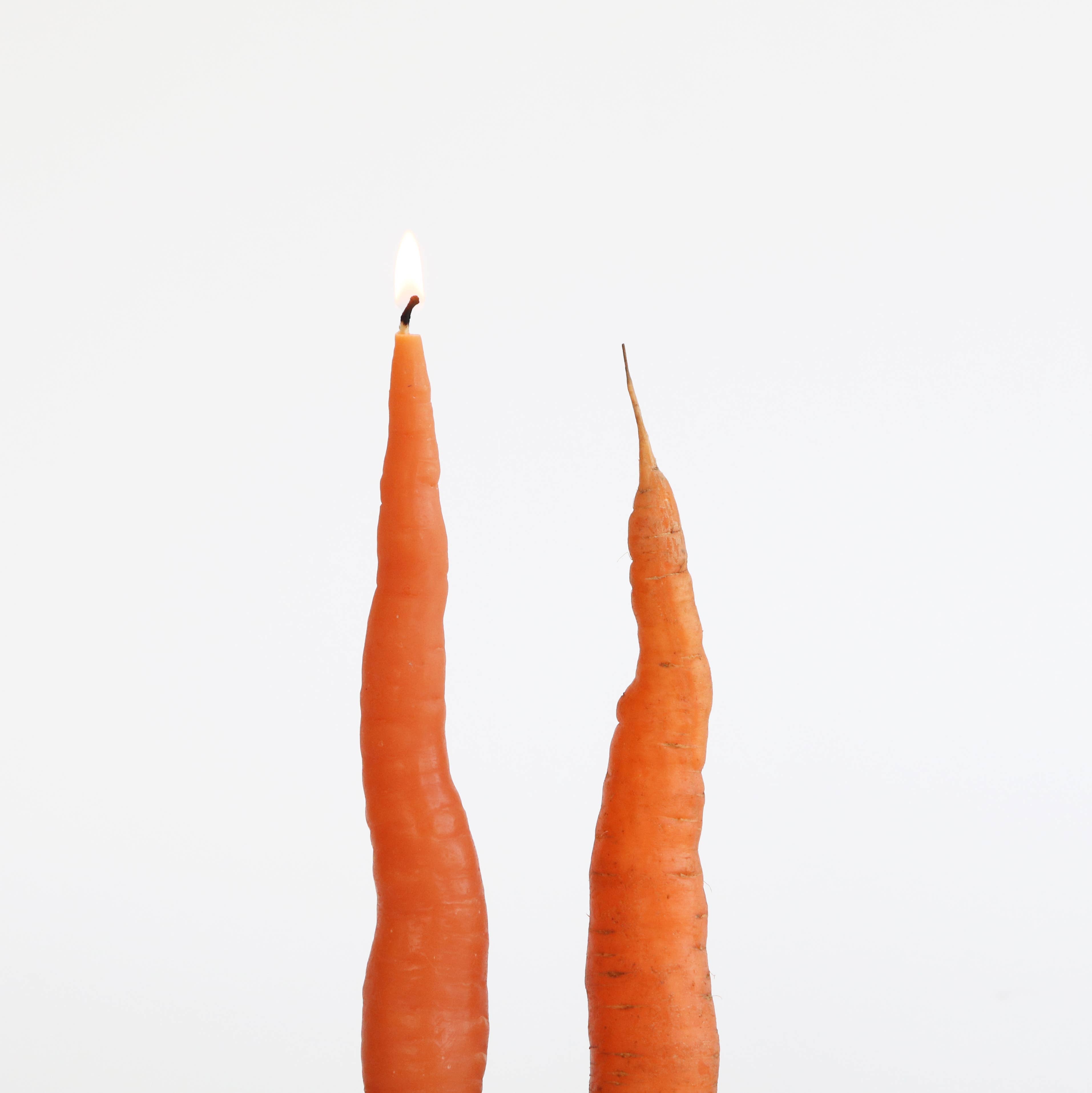 Carrot Taper Beeswax Candle Pair