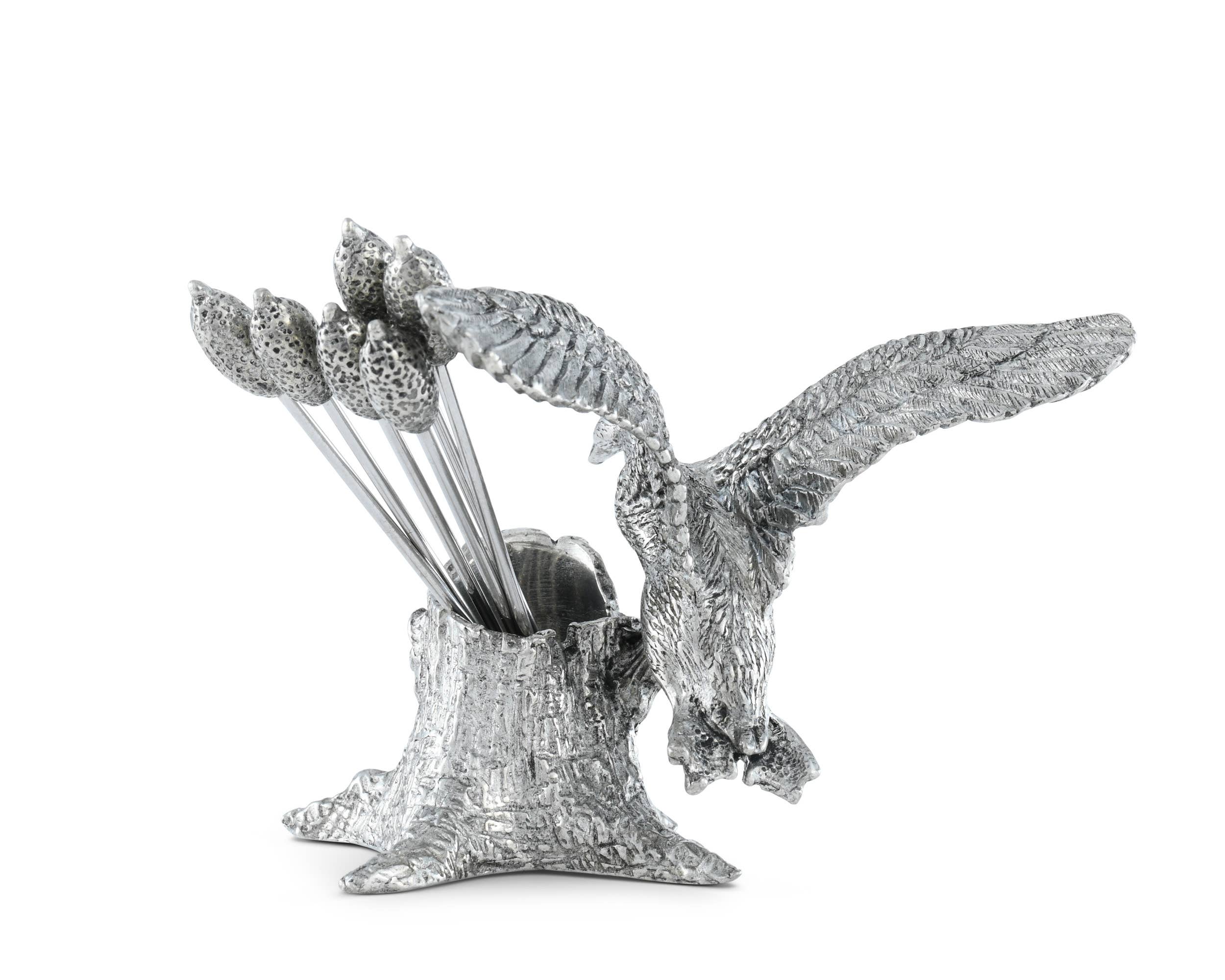 Pewter Cheese Pick Set - Mallard Duck