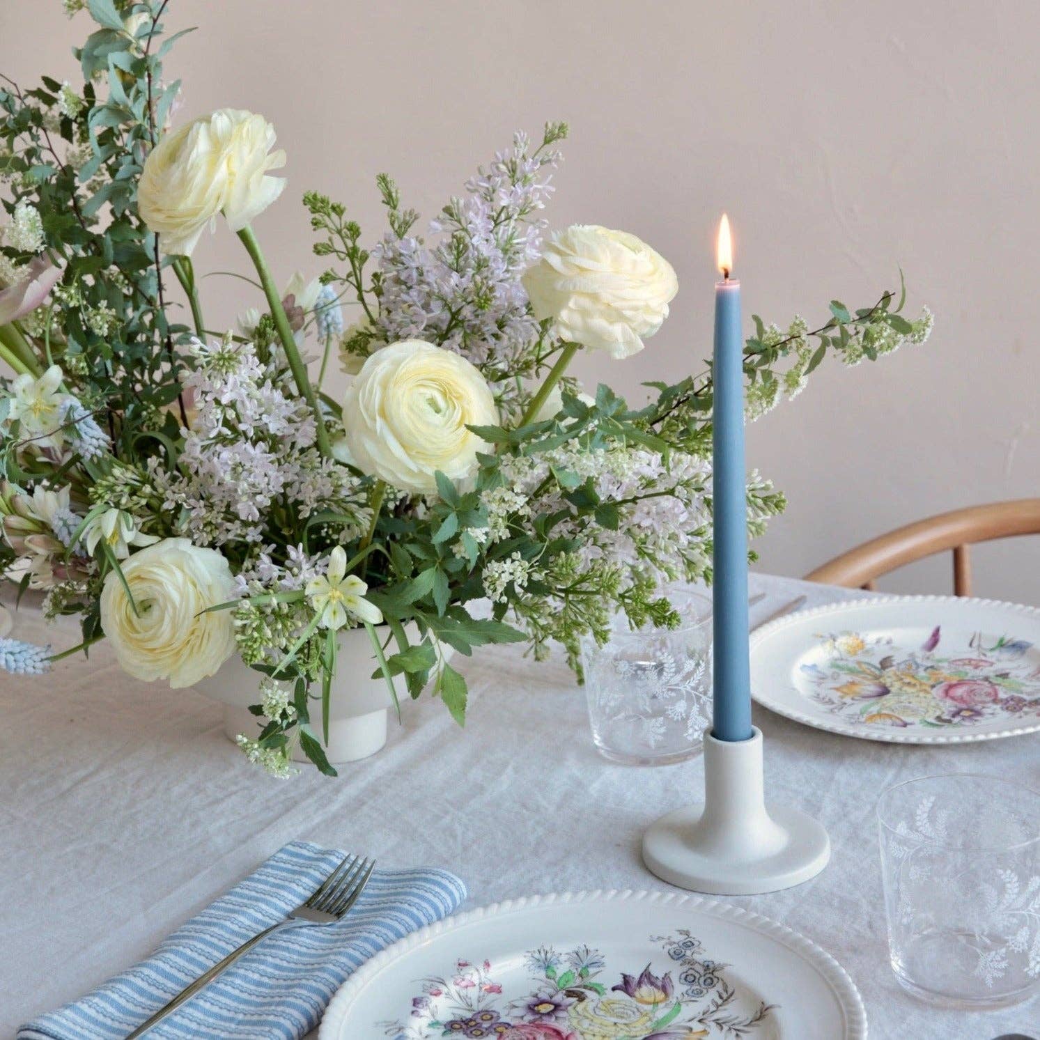 The Floral Society - 12" Original Dipped Taper Candles: Clay