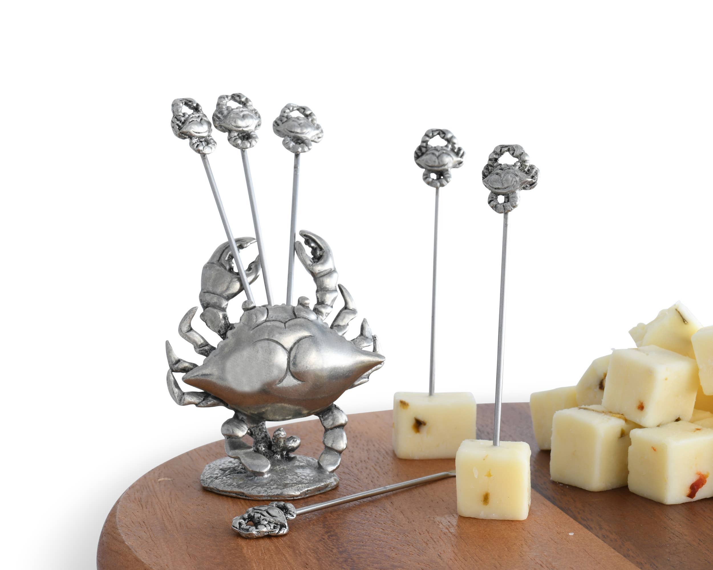 Pewter Cheese Pick Set - Blue Crab