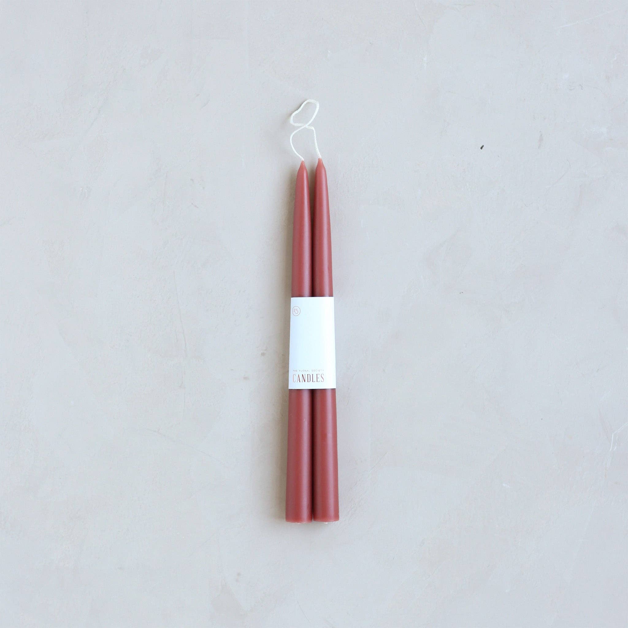 The Floral Society - 12" Original Dipped Taper Candles: Clay
