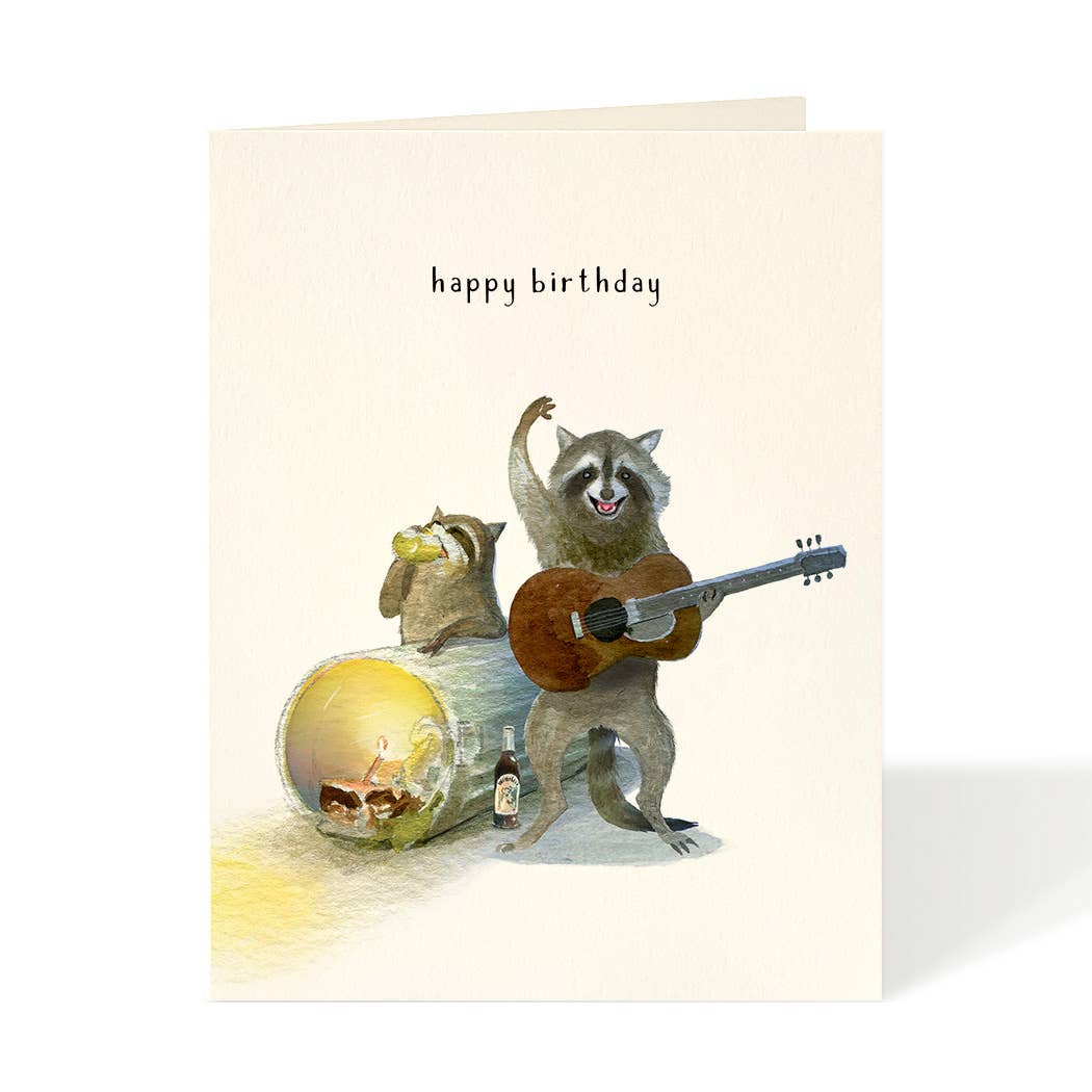 Garage Band Raccoon Birthday Card