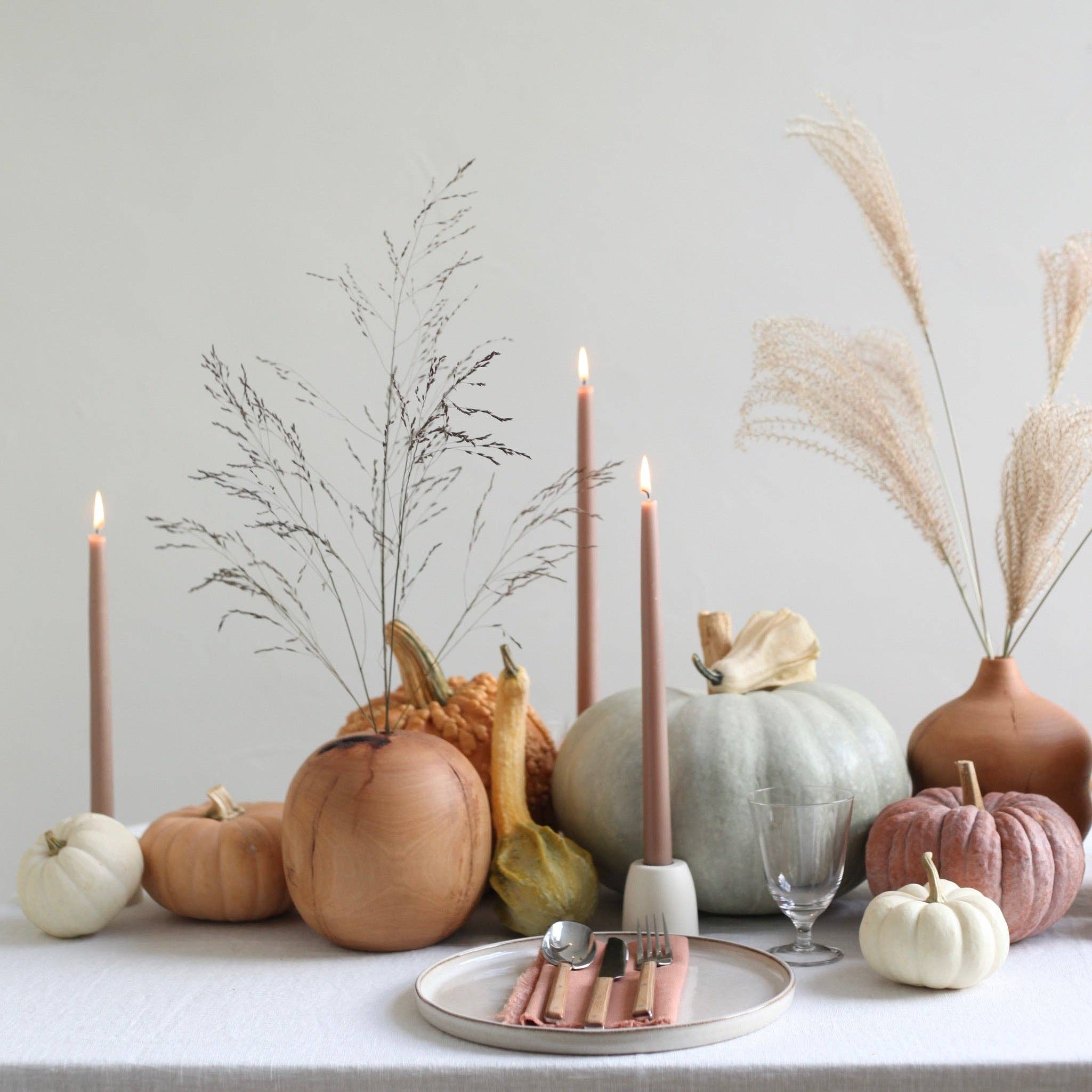 The Floral Society - 12" Original Dipped Taper Candles: Greige