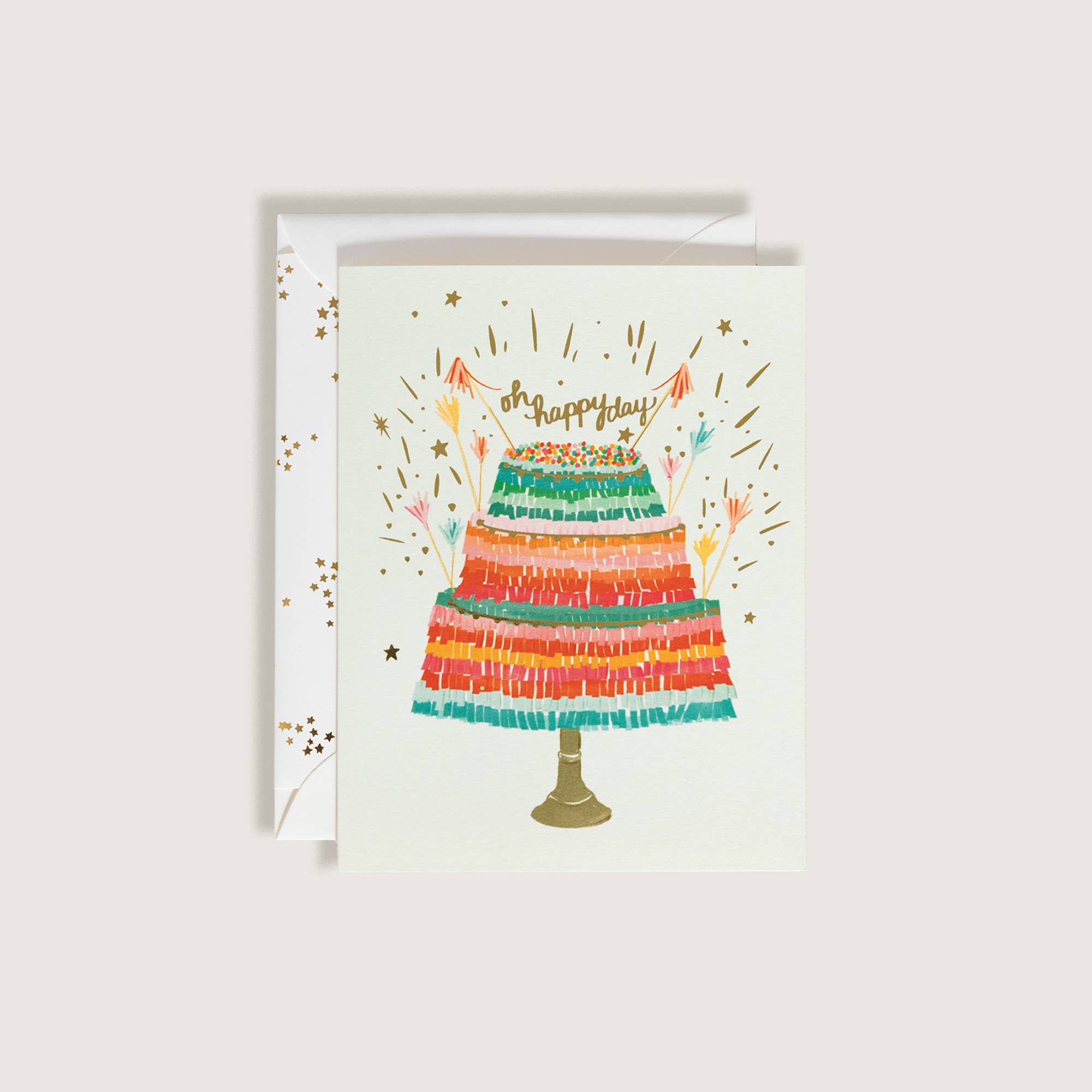 The First Snow - Oh Happy Day Piñata Cake Happy Birthday Greeting Card