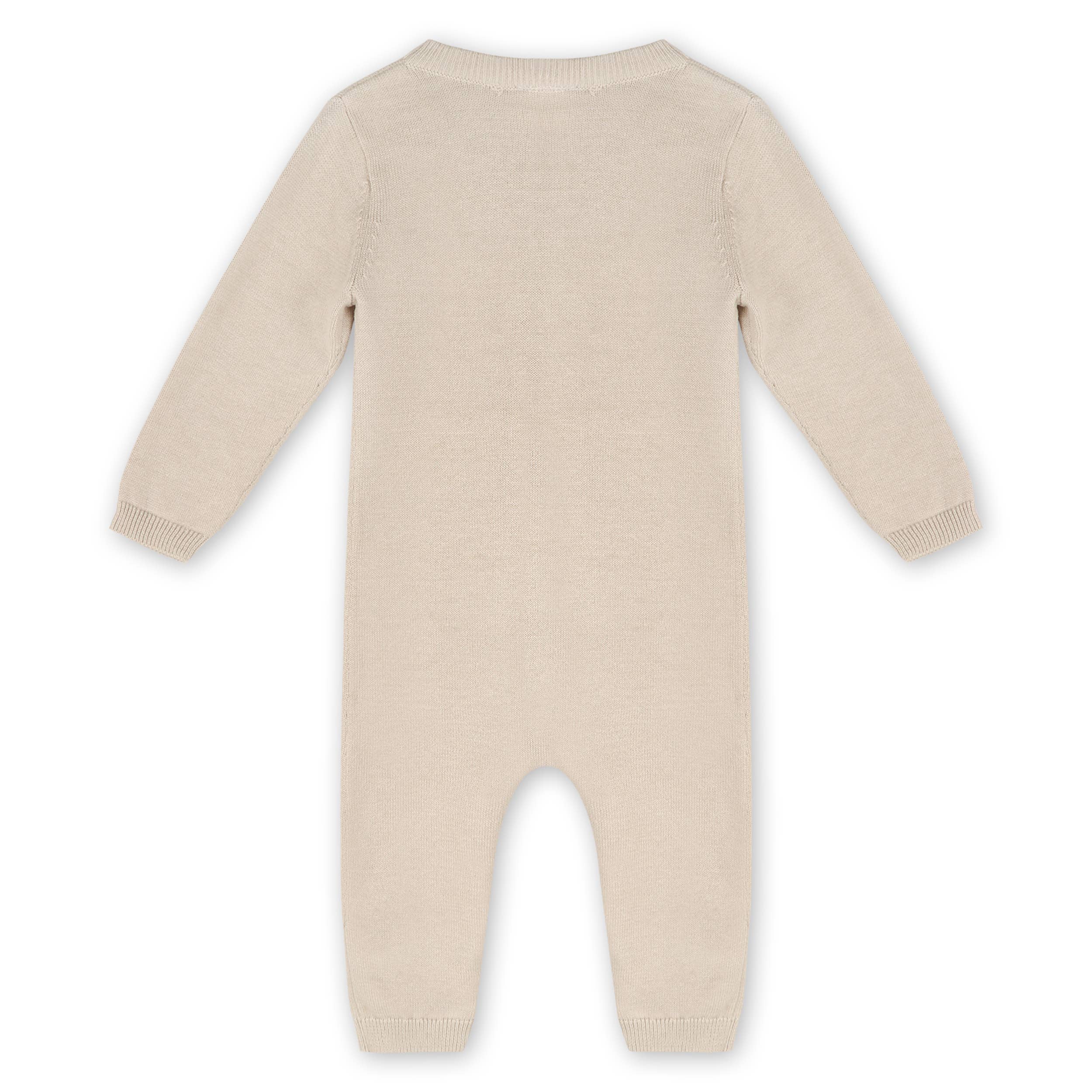 Balloon Bear Jacquard Baby Sweater Knit Jumpsuit - Stone