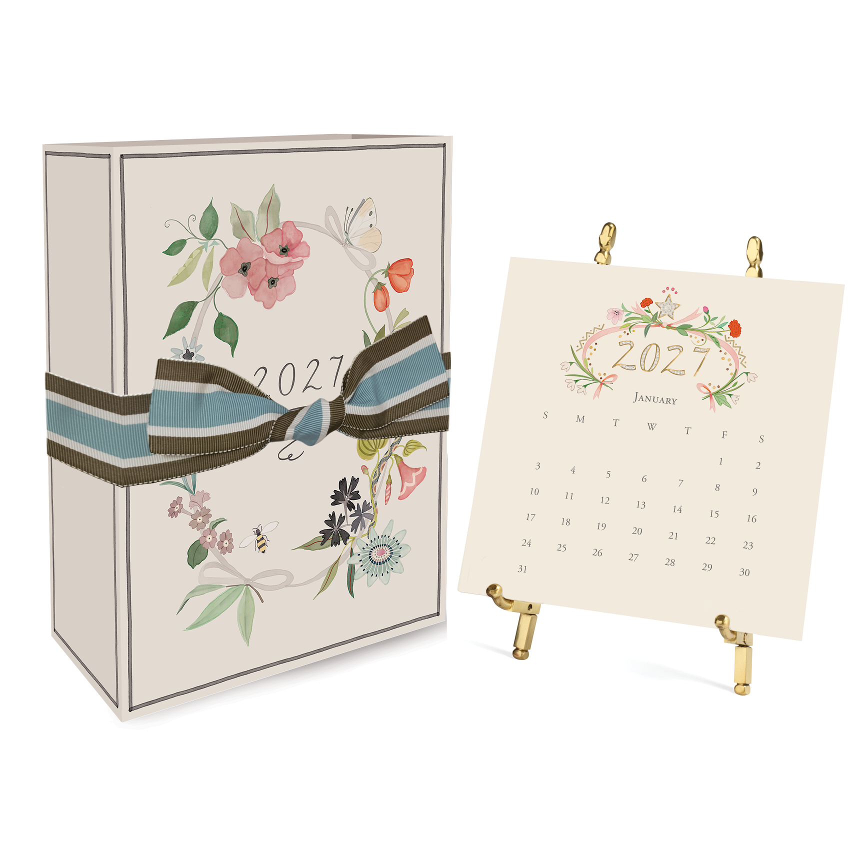 2027 Classic Easel Desk Calendar - Gold