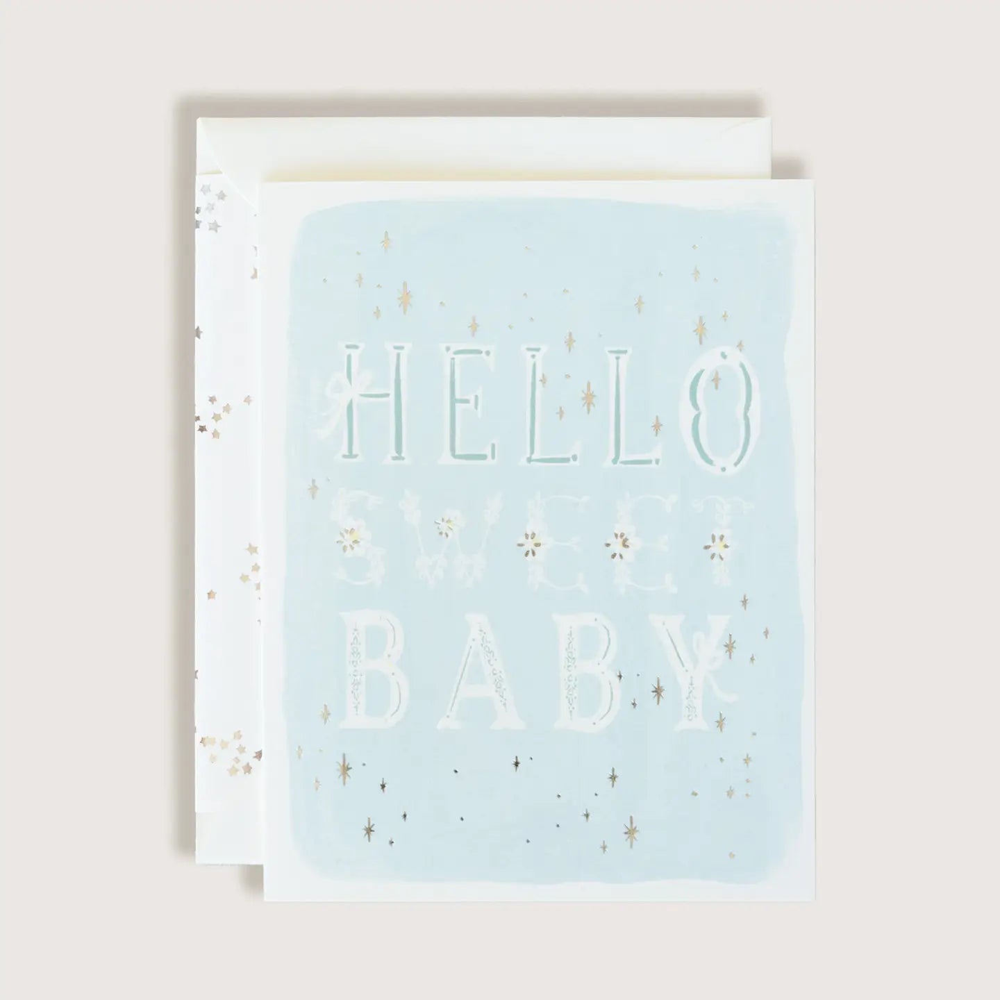 Hello Sweet Baby Blue w Silver Letters Card