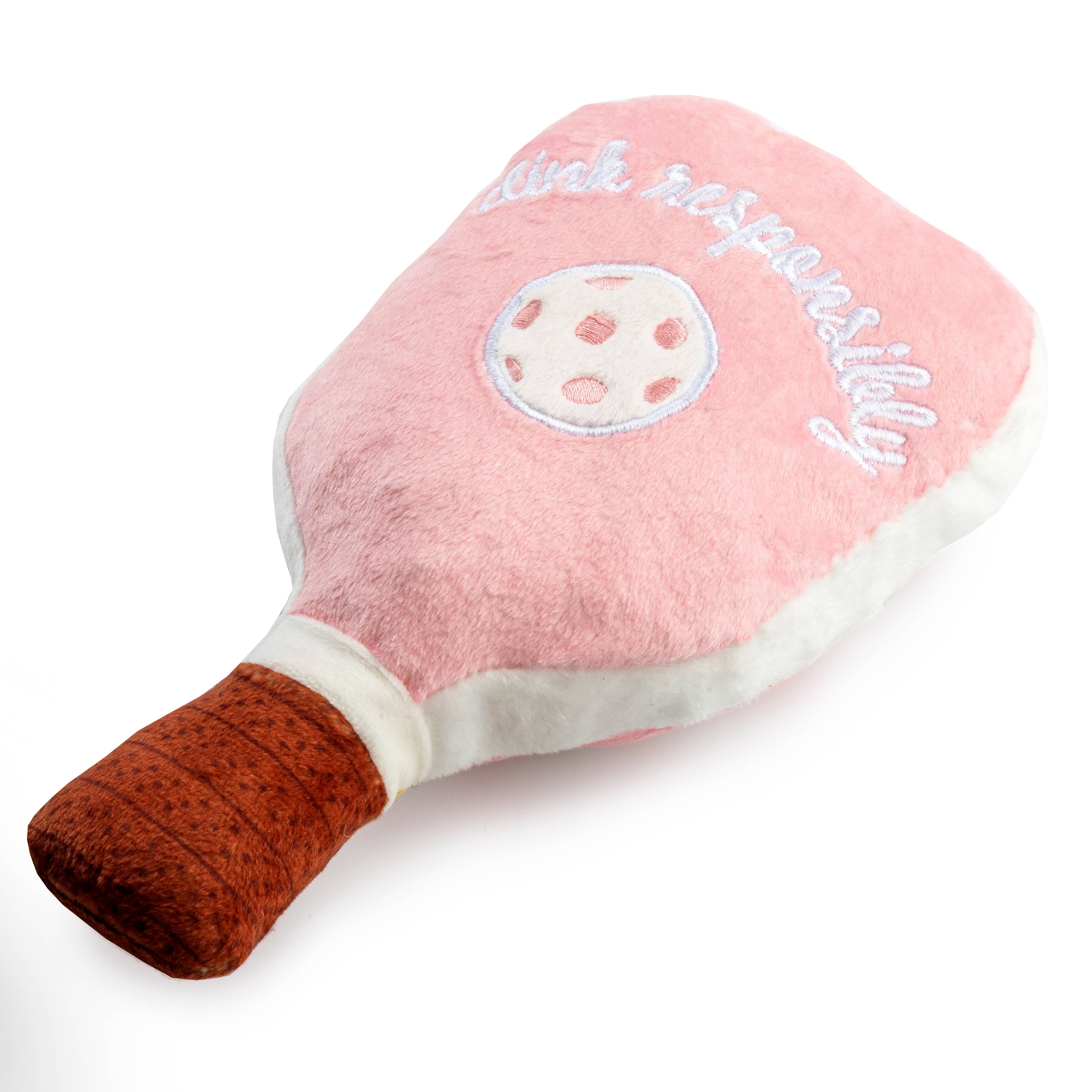 Pink Checker Pickleball Paddle Squeaker Dog Toy