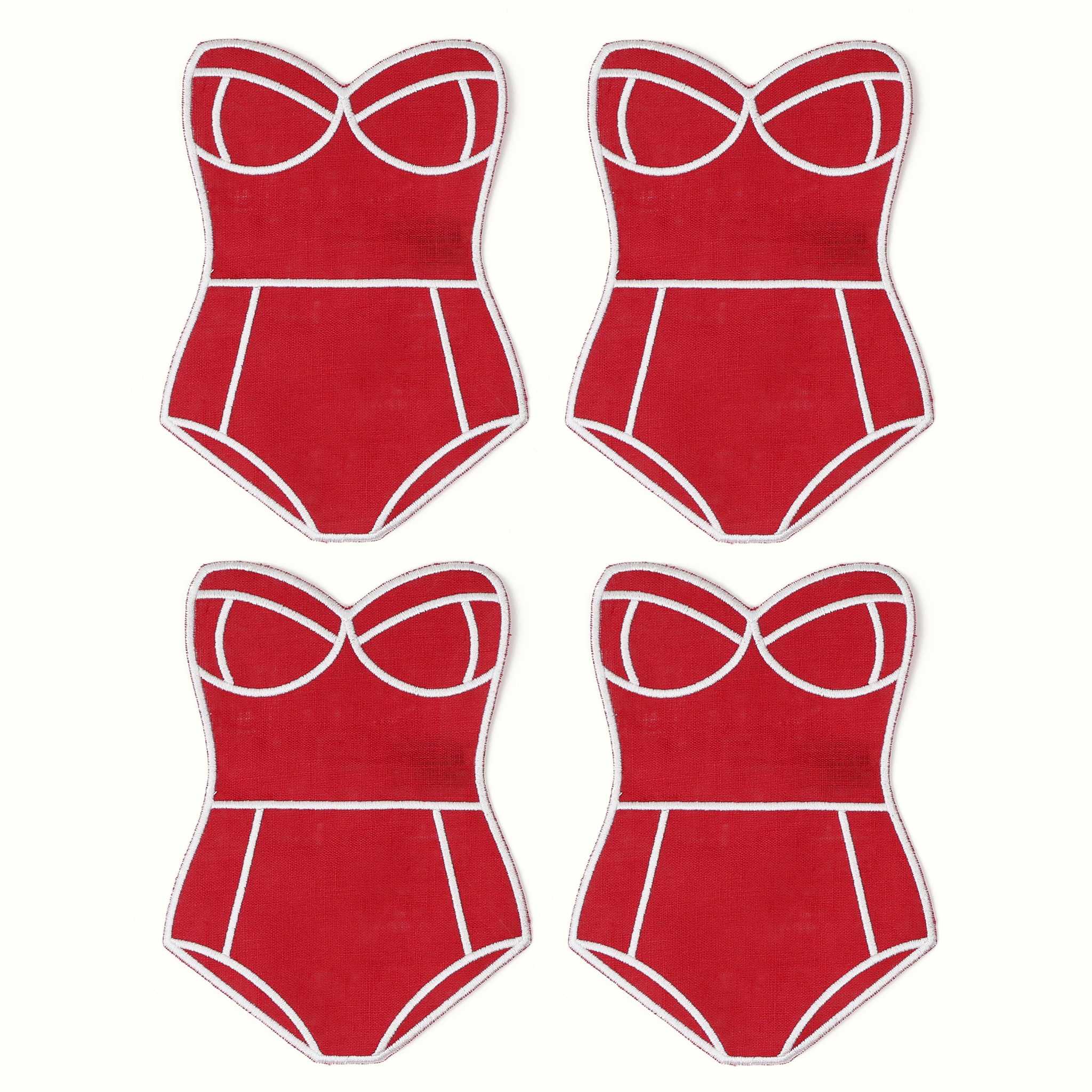 House of Gleason - Red Swimsuit Cocktail Napkins - Set of 4