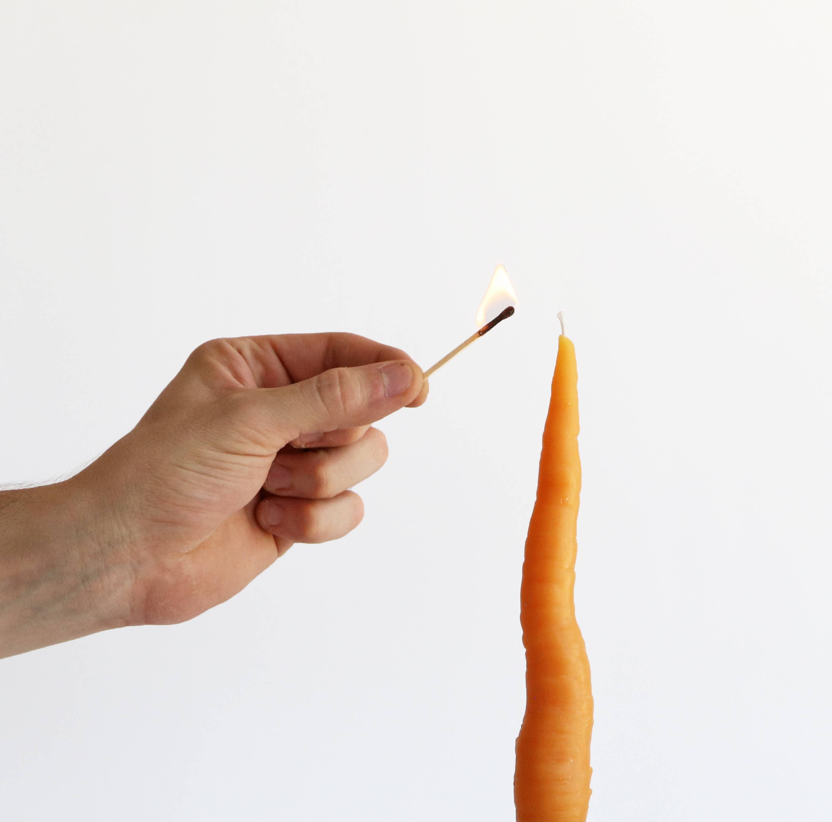 Carrot Taper Beeswax Candle Pair